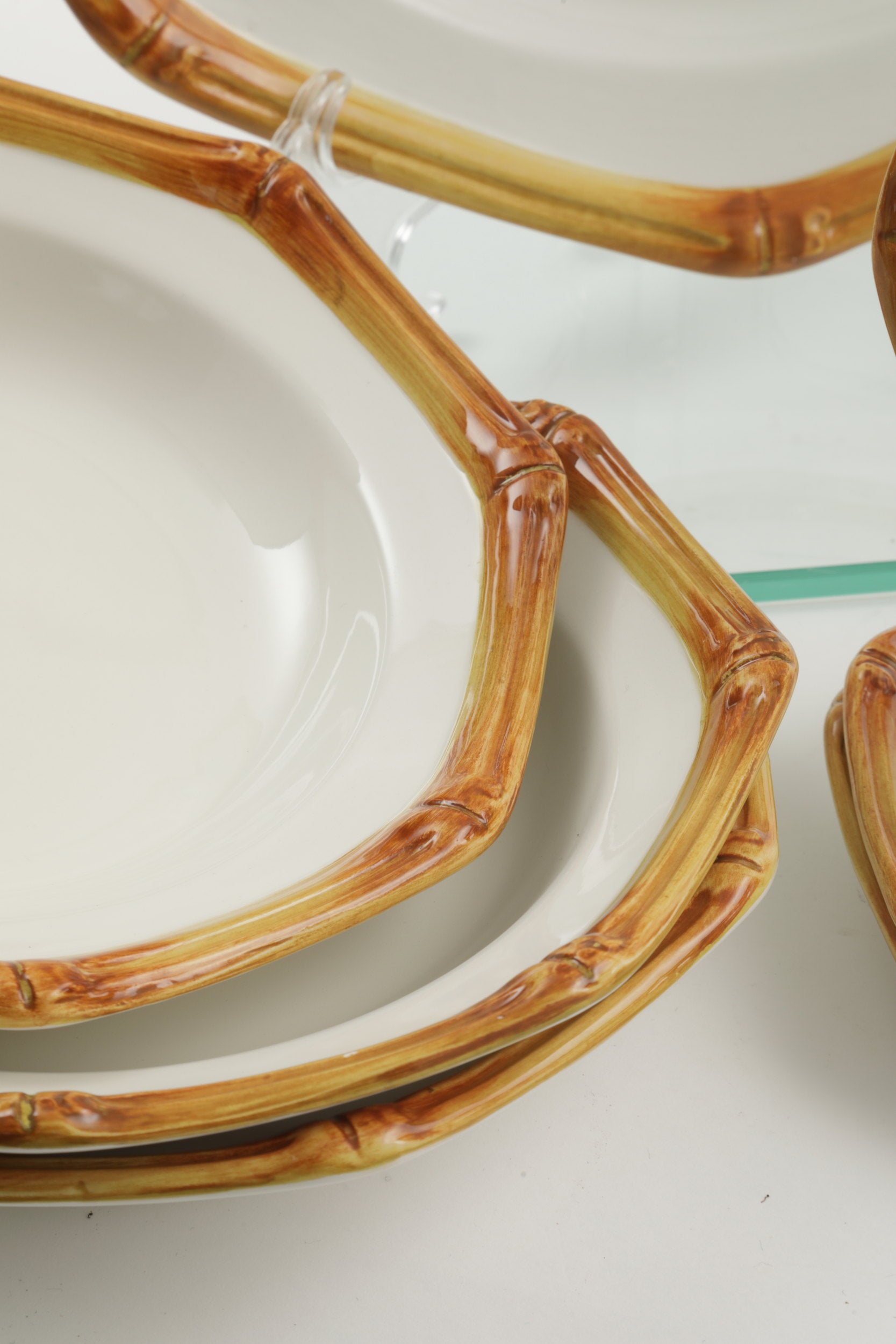 Servizio piatti ceramica Este anni 70 bordo bamboo