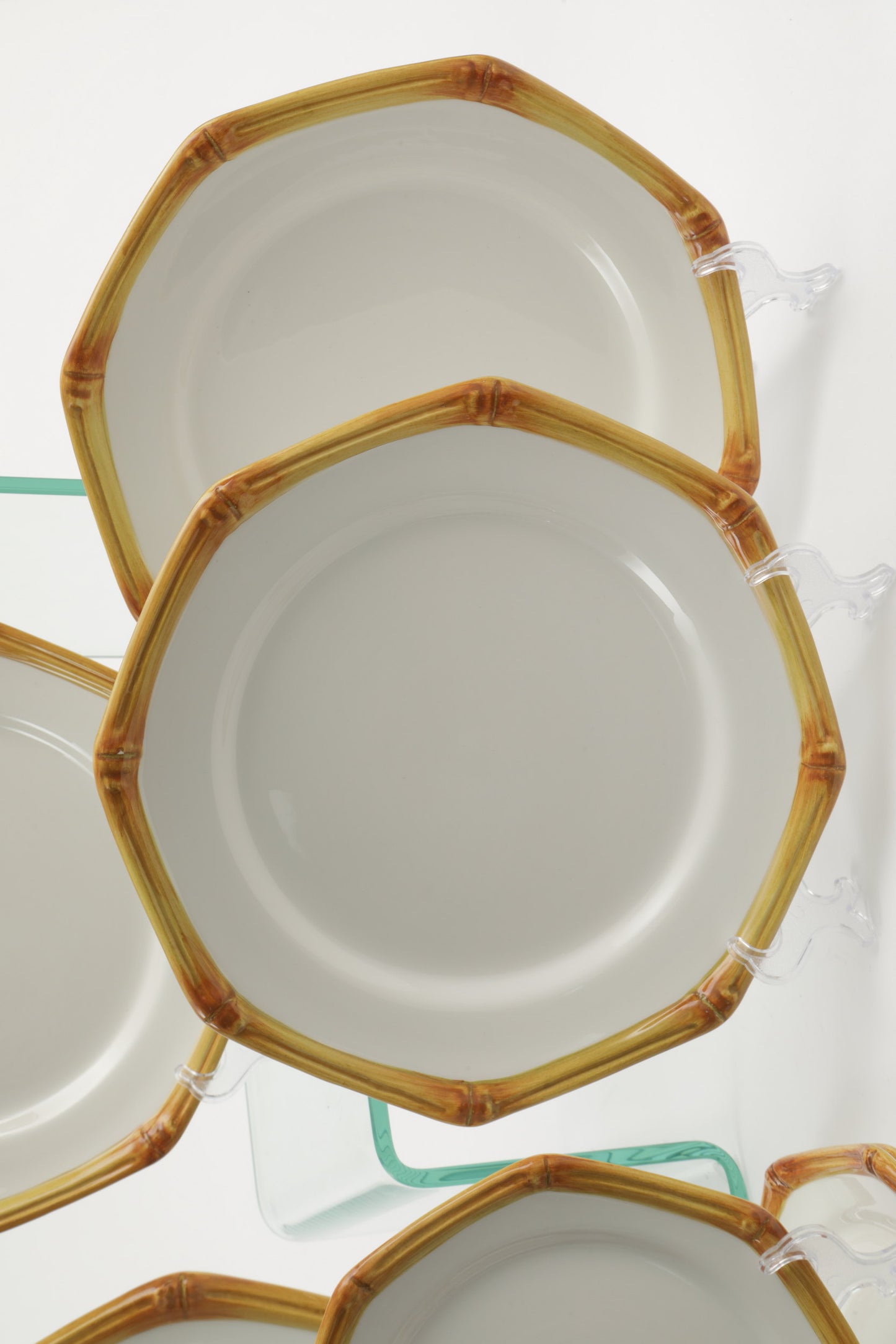 Este ceramic plate set from the 70s with bamboo edge