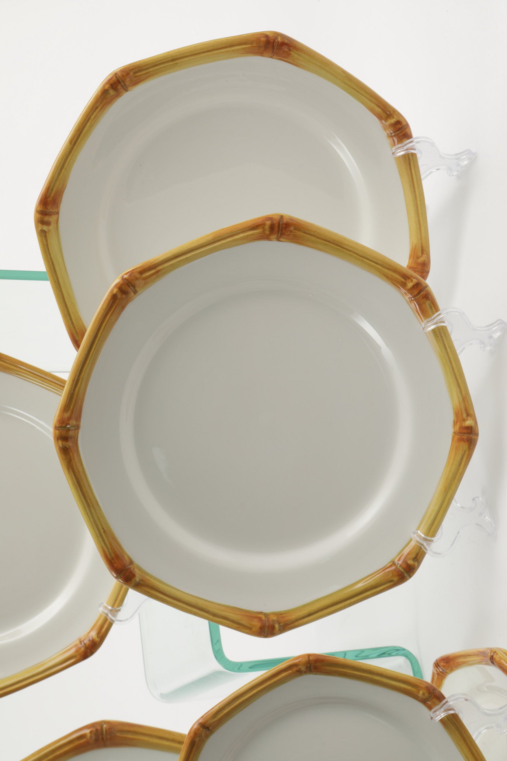Este ceramic plate set from the 70s with bamboo edge