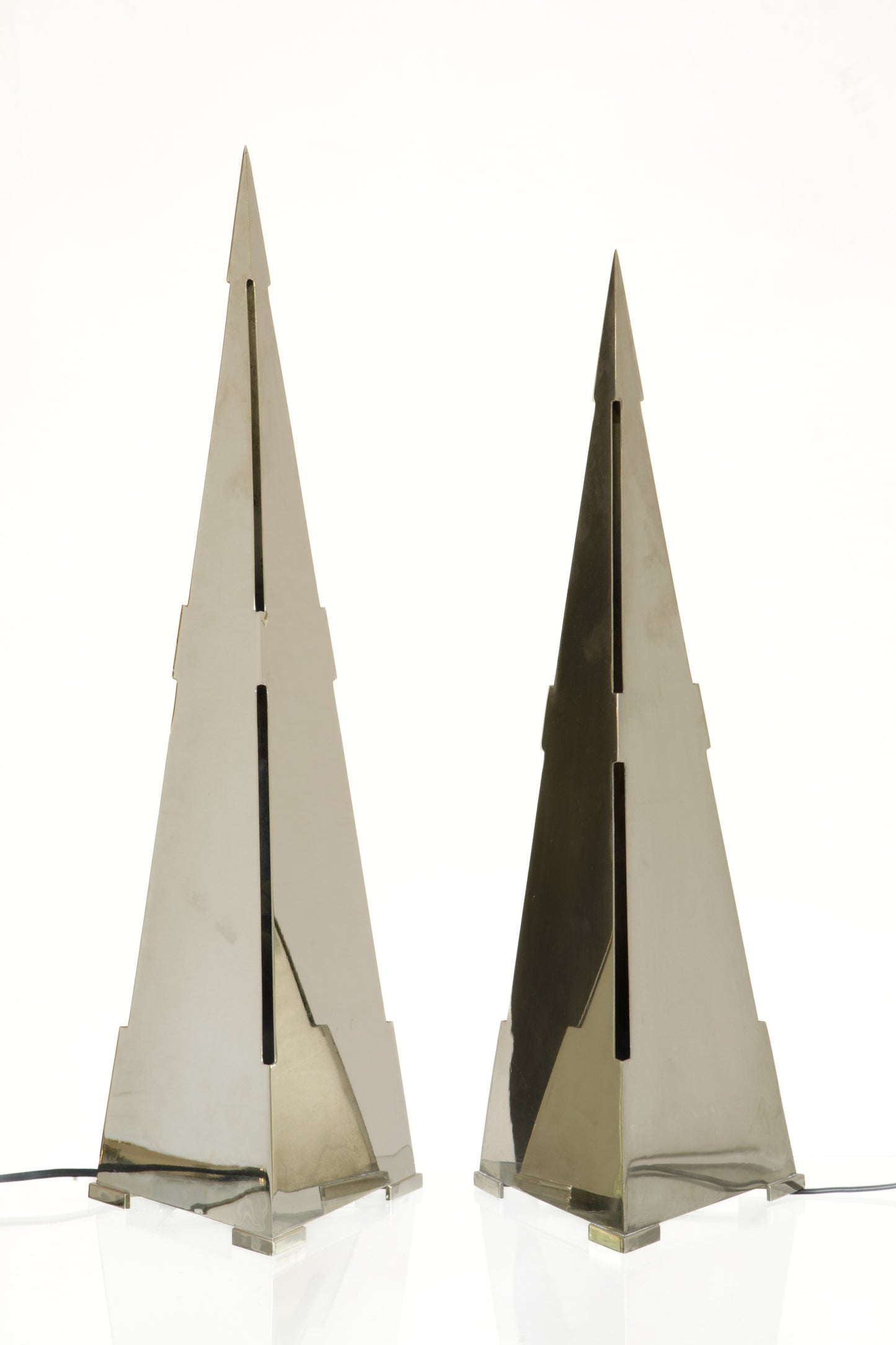 Pair of Gabriella Crespi pyramid lamps from the 80s