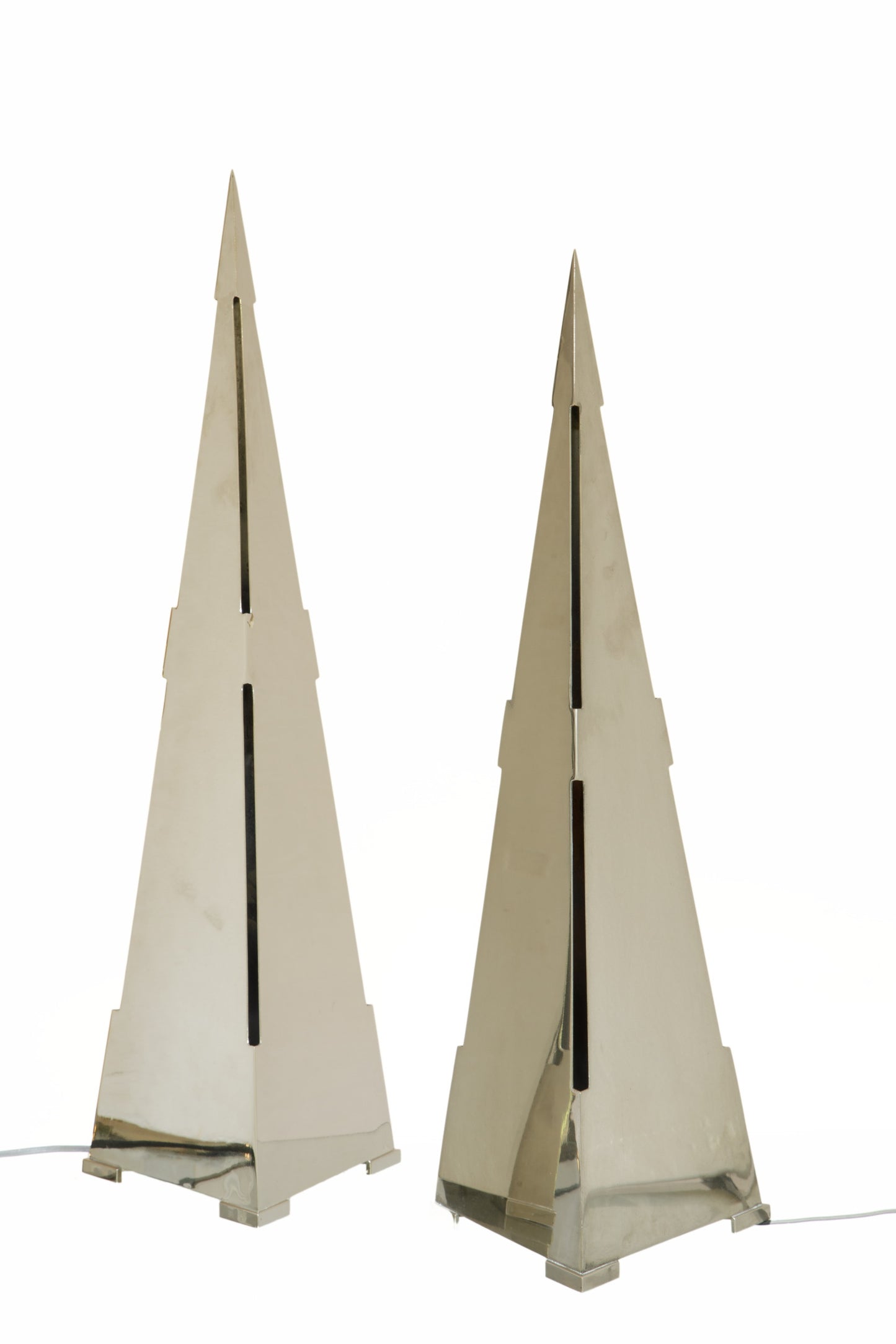 Pair of Gabriella Crespi pyramid lamps from the 80s