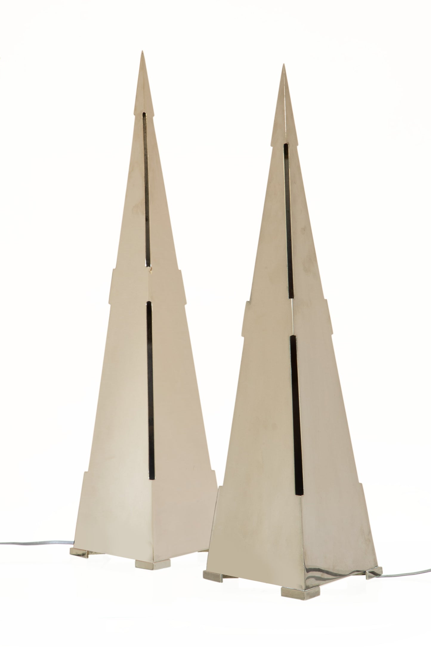 Pair of Gabriella Crespi pyramid lamps from the 80s