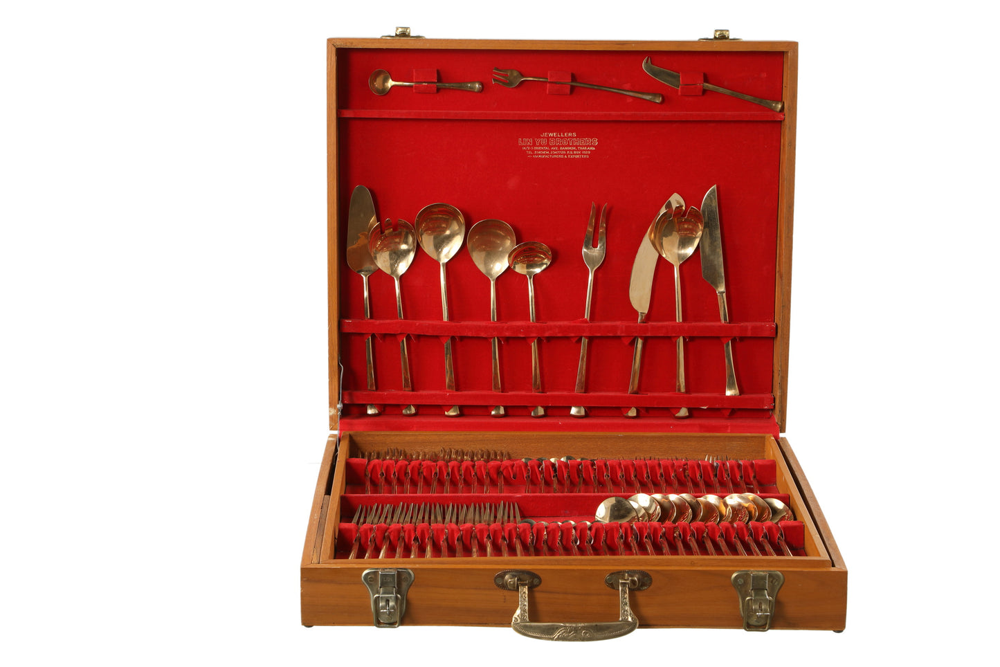 Lin Yu Brothers 1950s brass cutlery set, 144 pieces