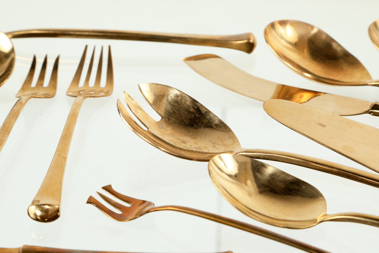 Lin Yu Brothers 1950s brass cutlery set, 144 pieces