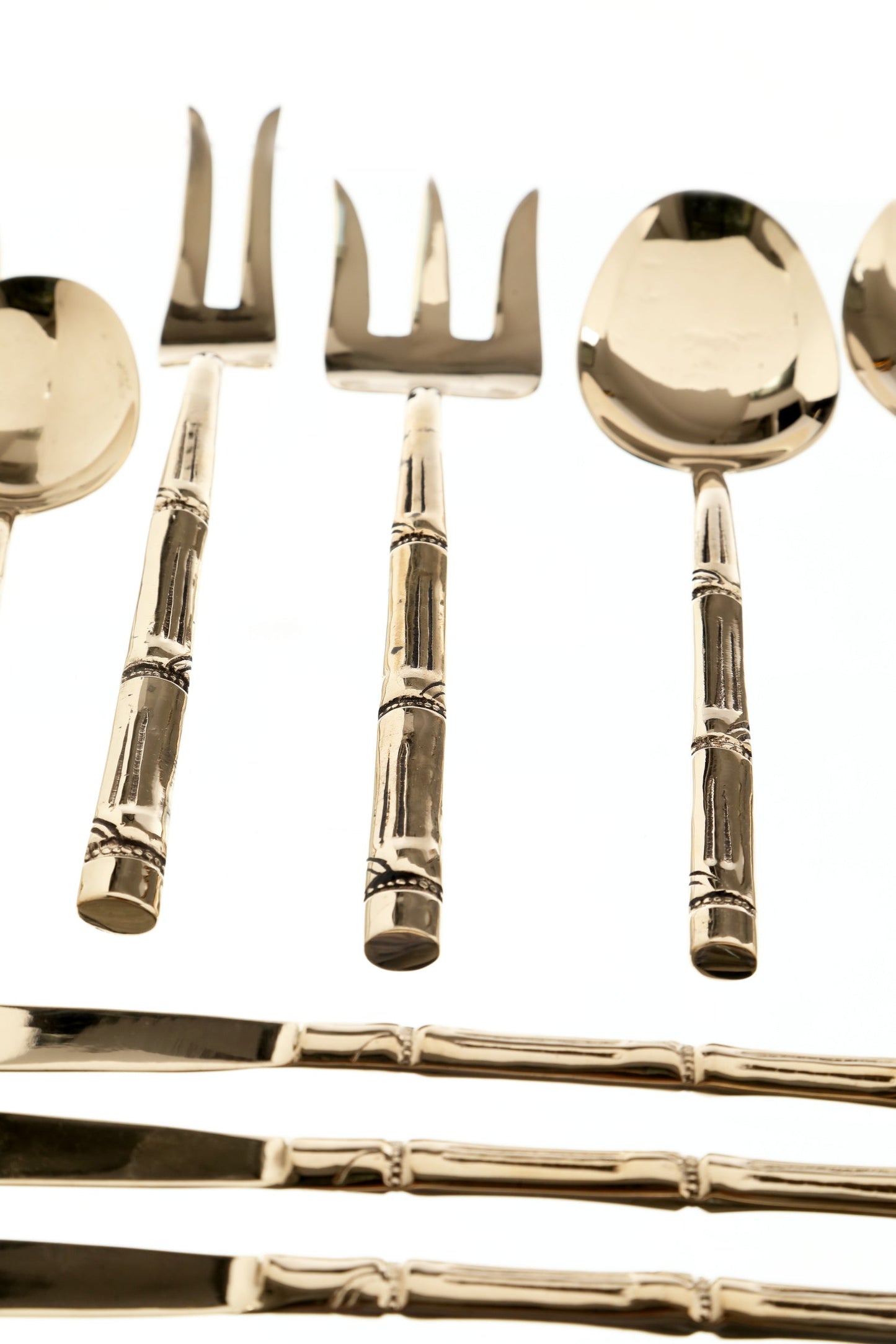 1970s brass bamboo cutlery set