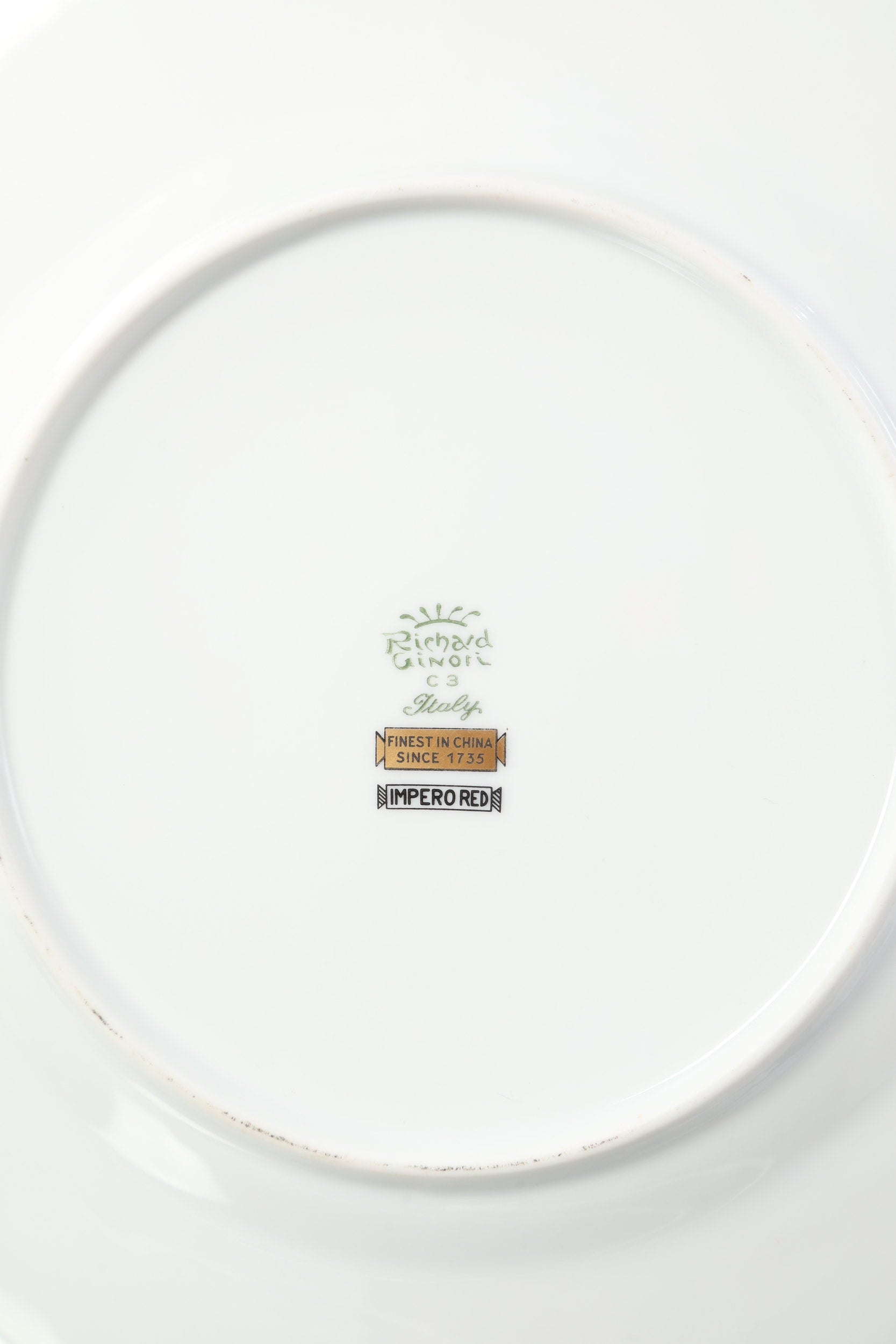 Six Richard Ginori plates, Impero Contessa Rosso model