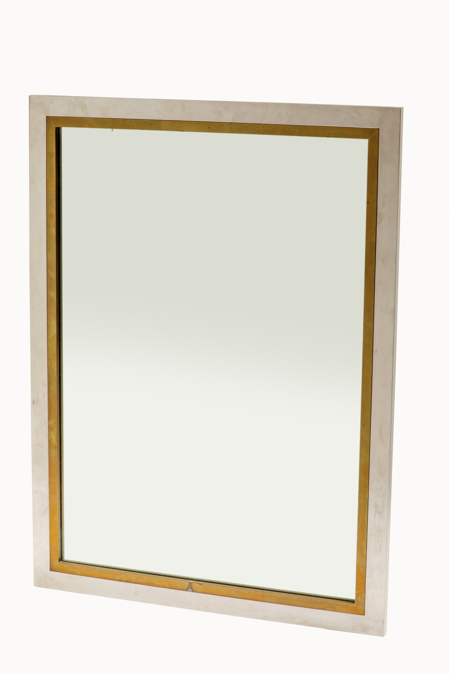 70s steel and brass mirror