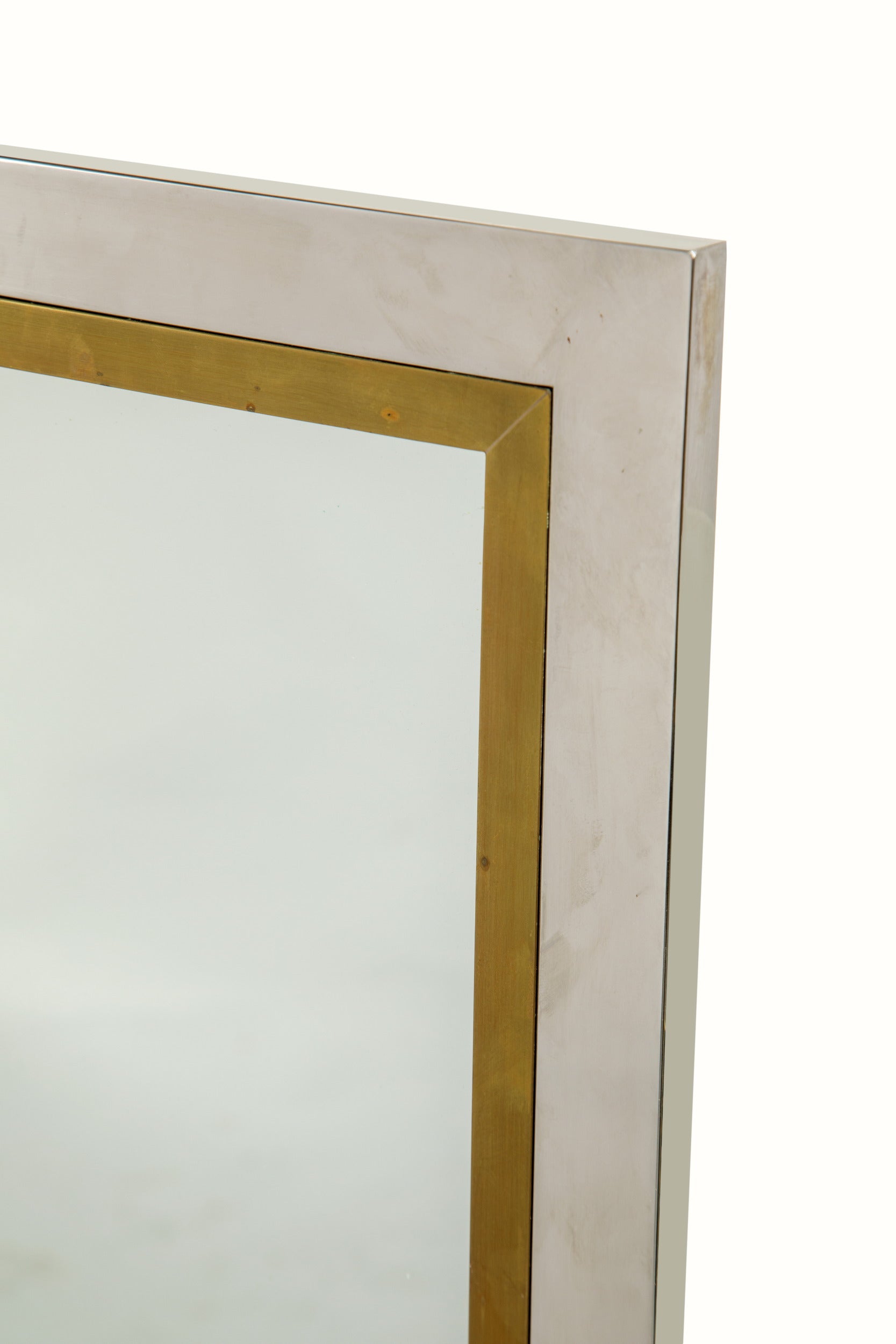 70s steel and brass mirror