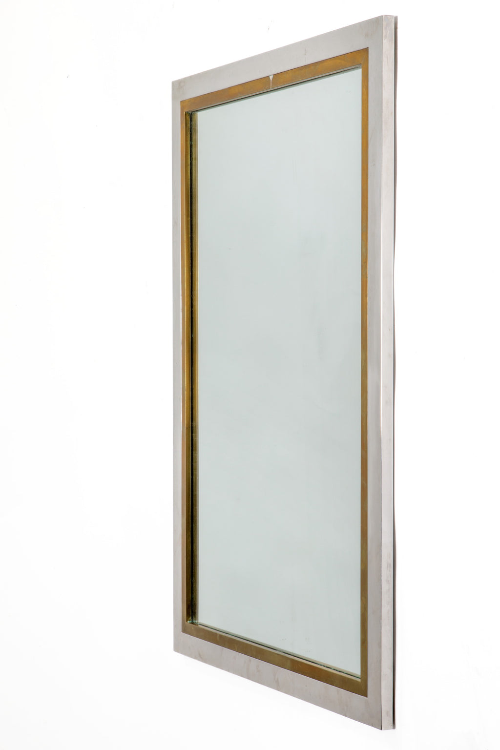 70s steel and brass mirror