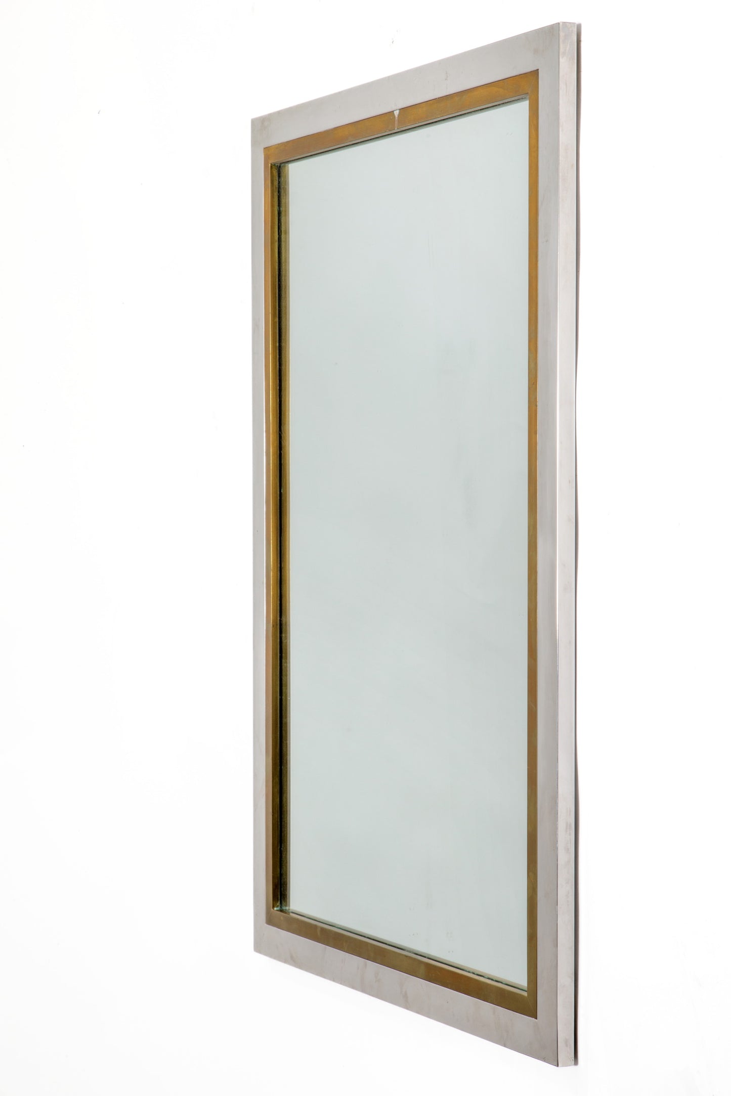 70s steel and brass mirror