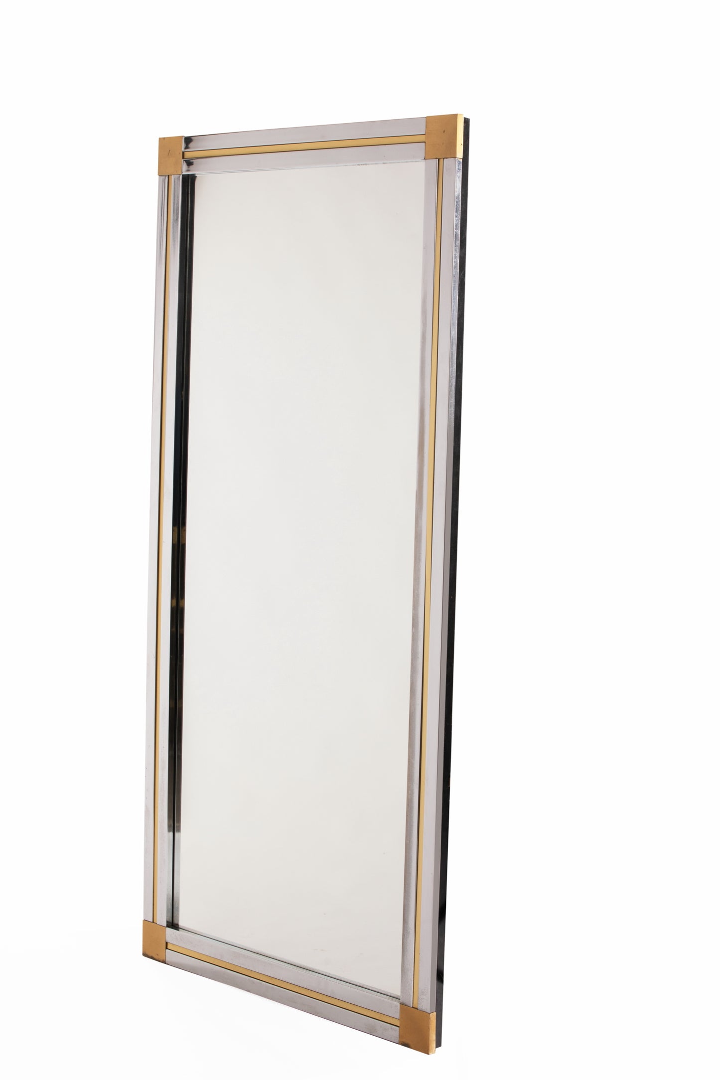 Mirror from the 70s with chrome and brass frame