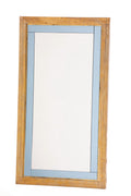 Specchiera anni 70 in ottone profili vetro azzurro