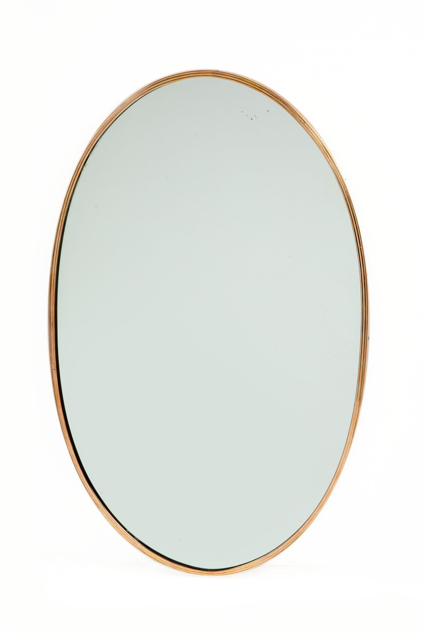 Oval brass mirror with striped frame