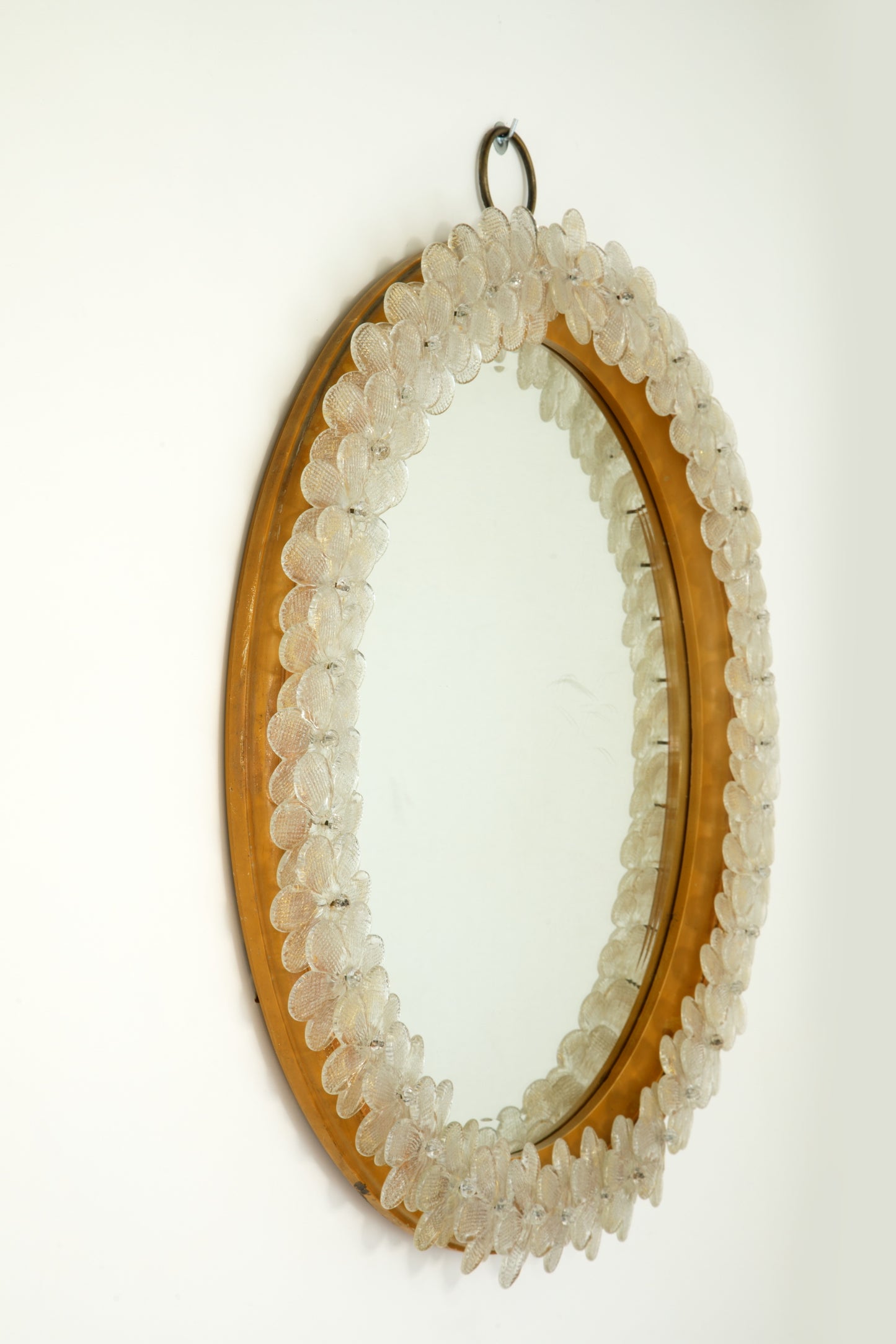 Seguso 1960s Murano glass flower mirror