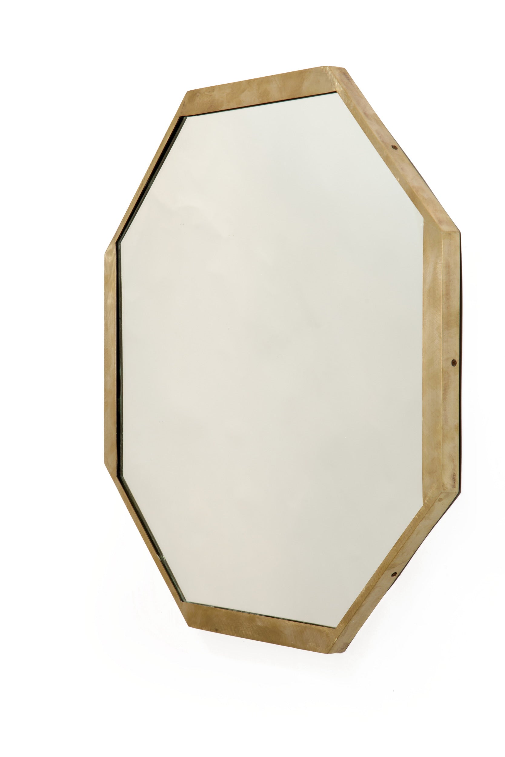 1970s octagonal steel mirror