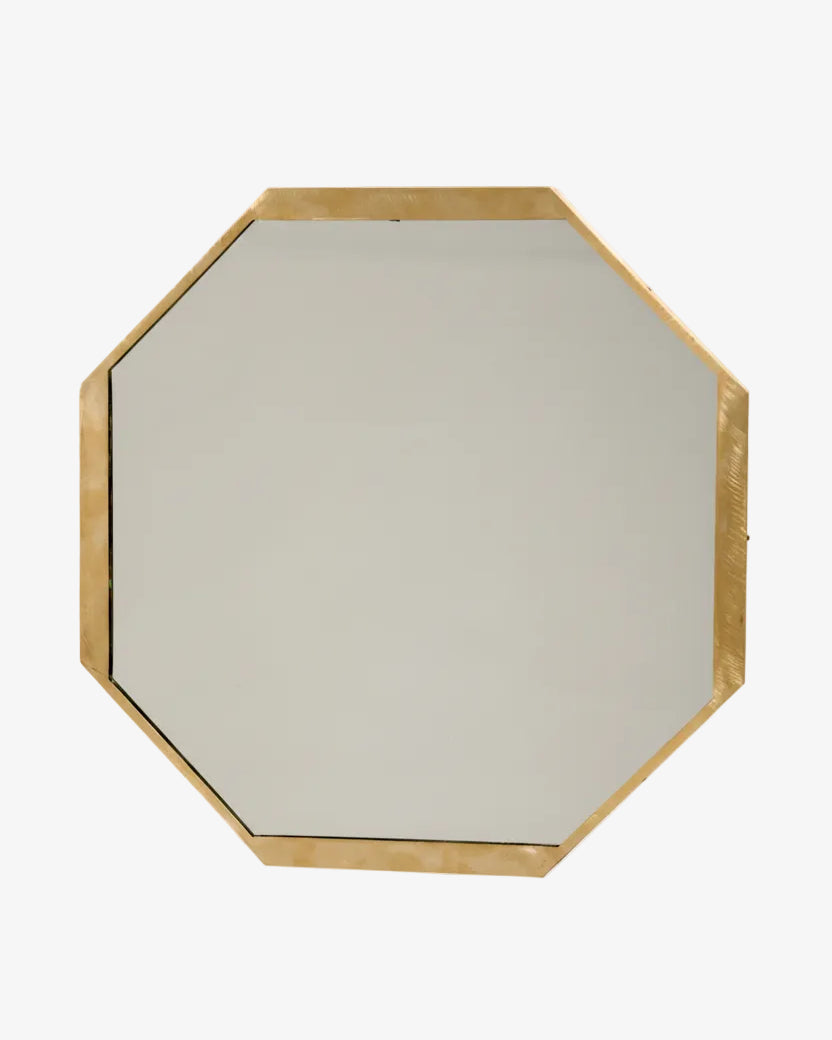 1970s octagonal steel mirror