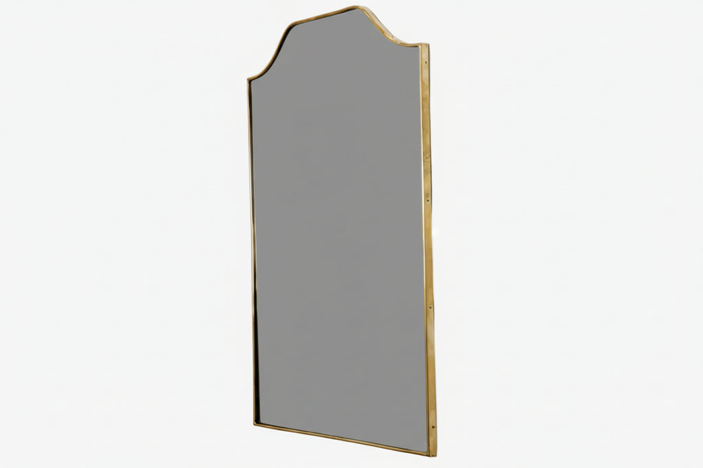 1960s brass mirror with rounded corners