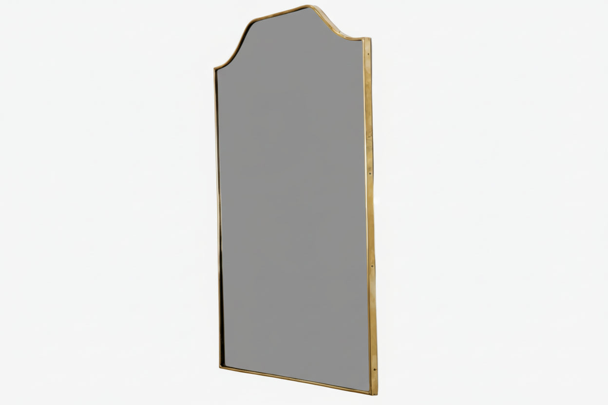 1960s brass mirror with rounded corners