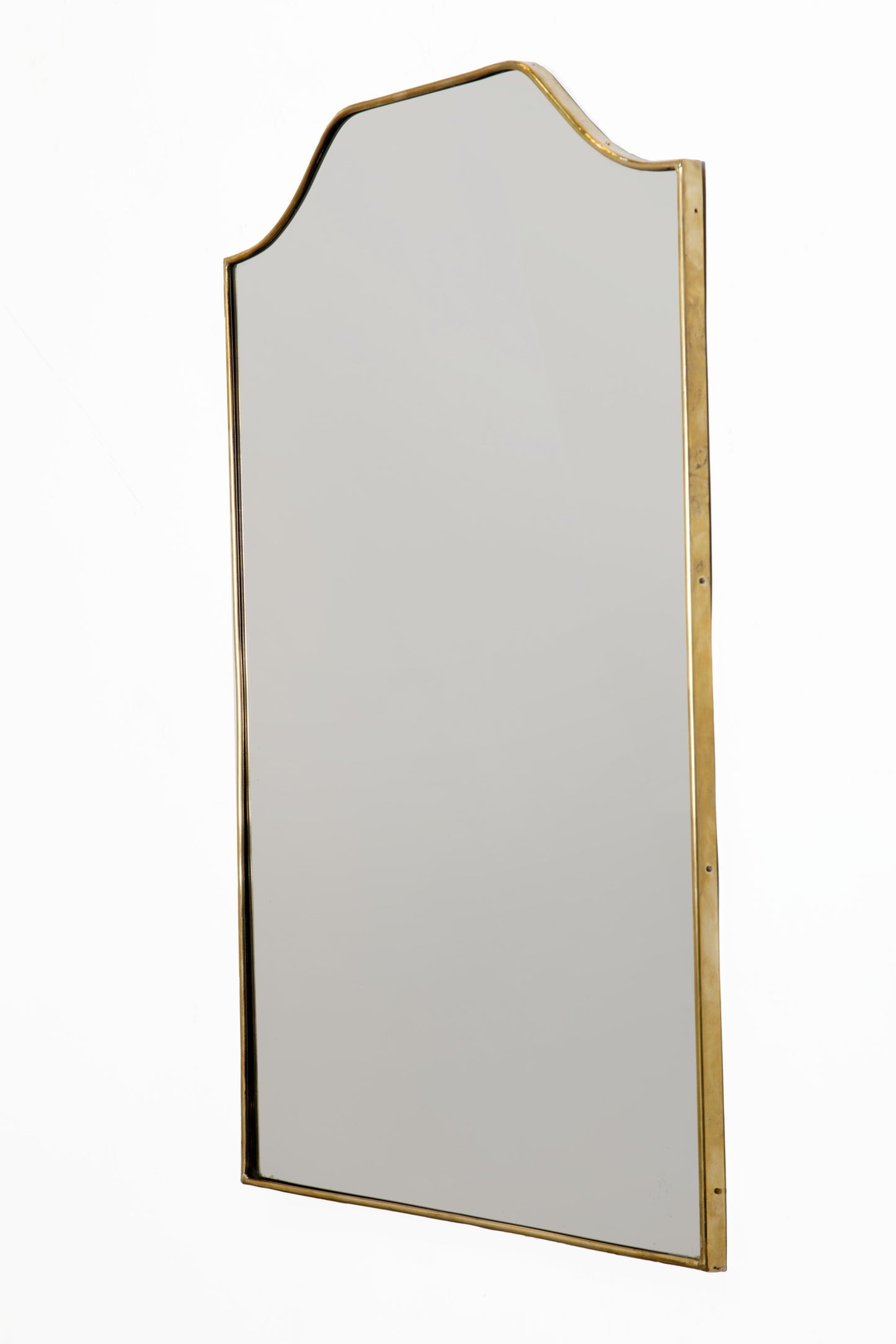 1960s brass mirror with rounded corners