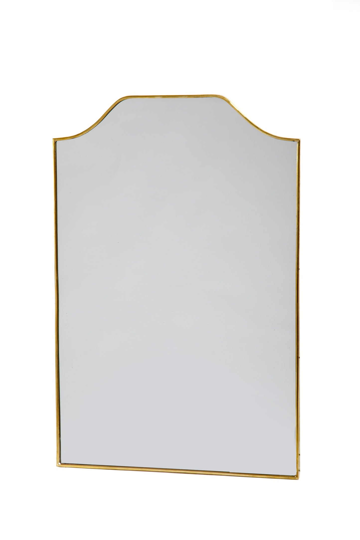 1960s brass mirror with rounded corners
