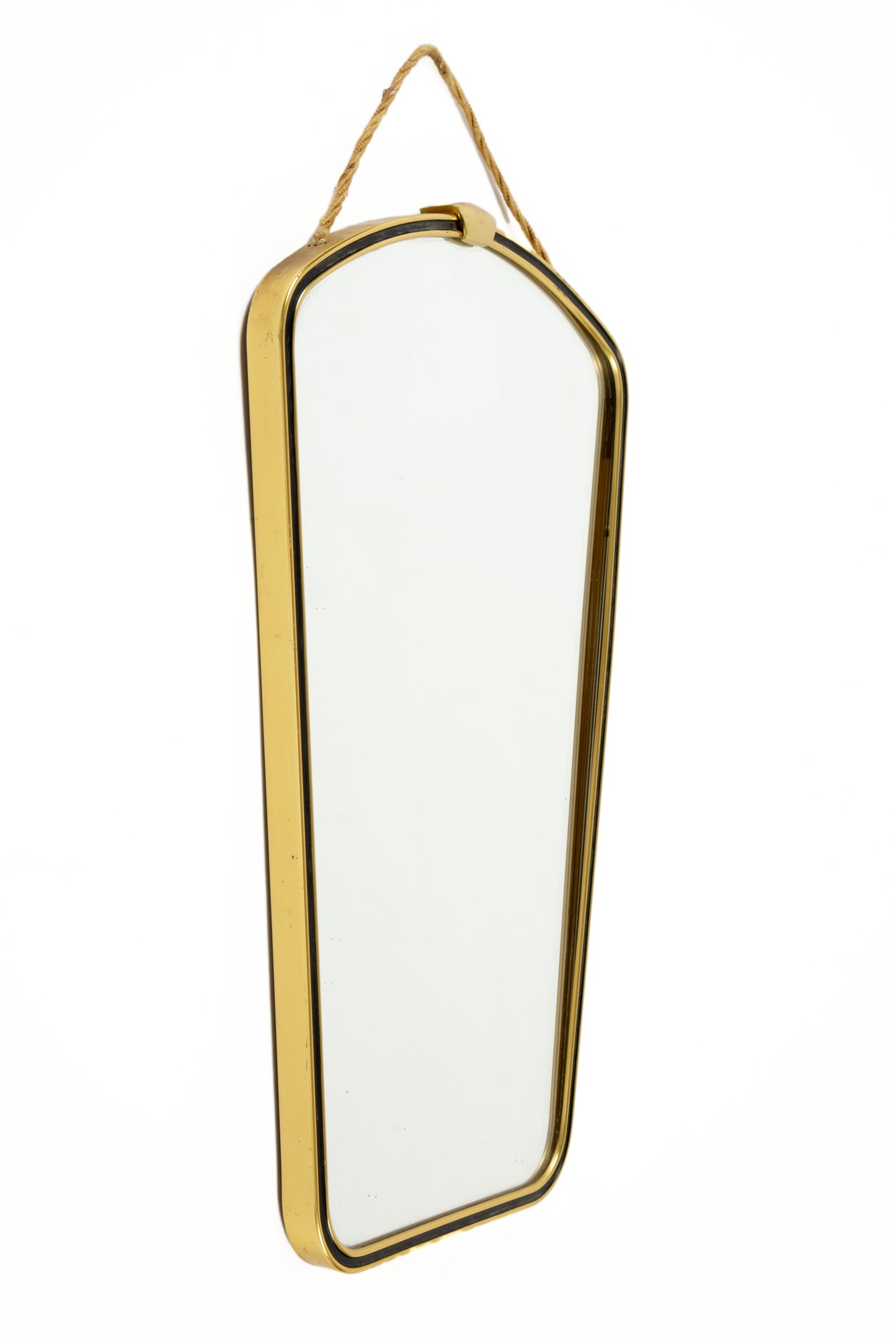 Gold shield mirror with black insert, 1950s