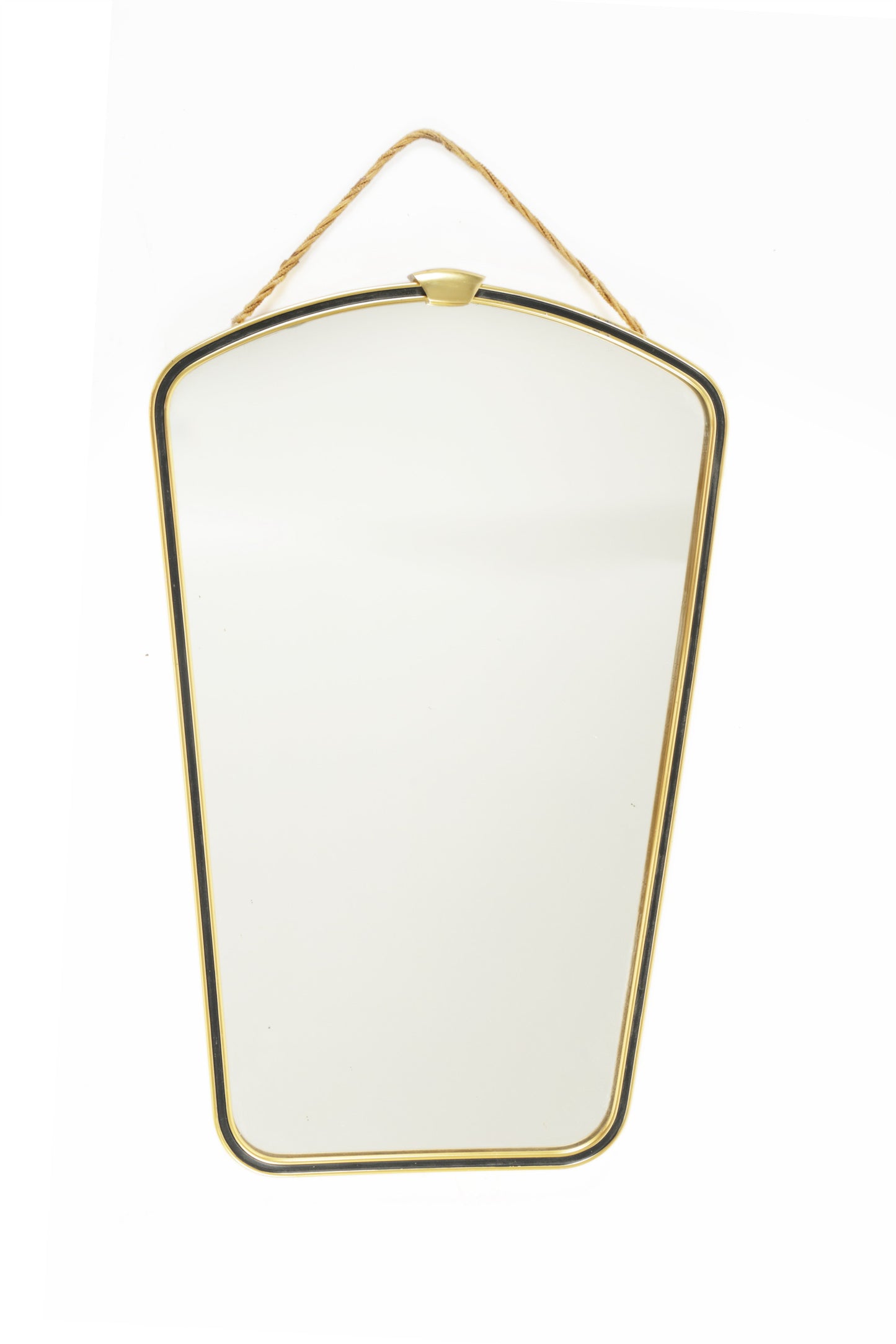 Gold shield mirror with black insert, 1950s