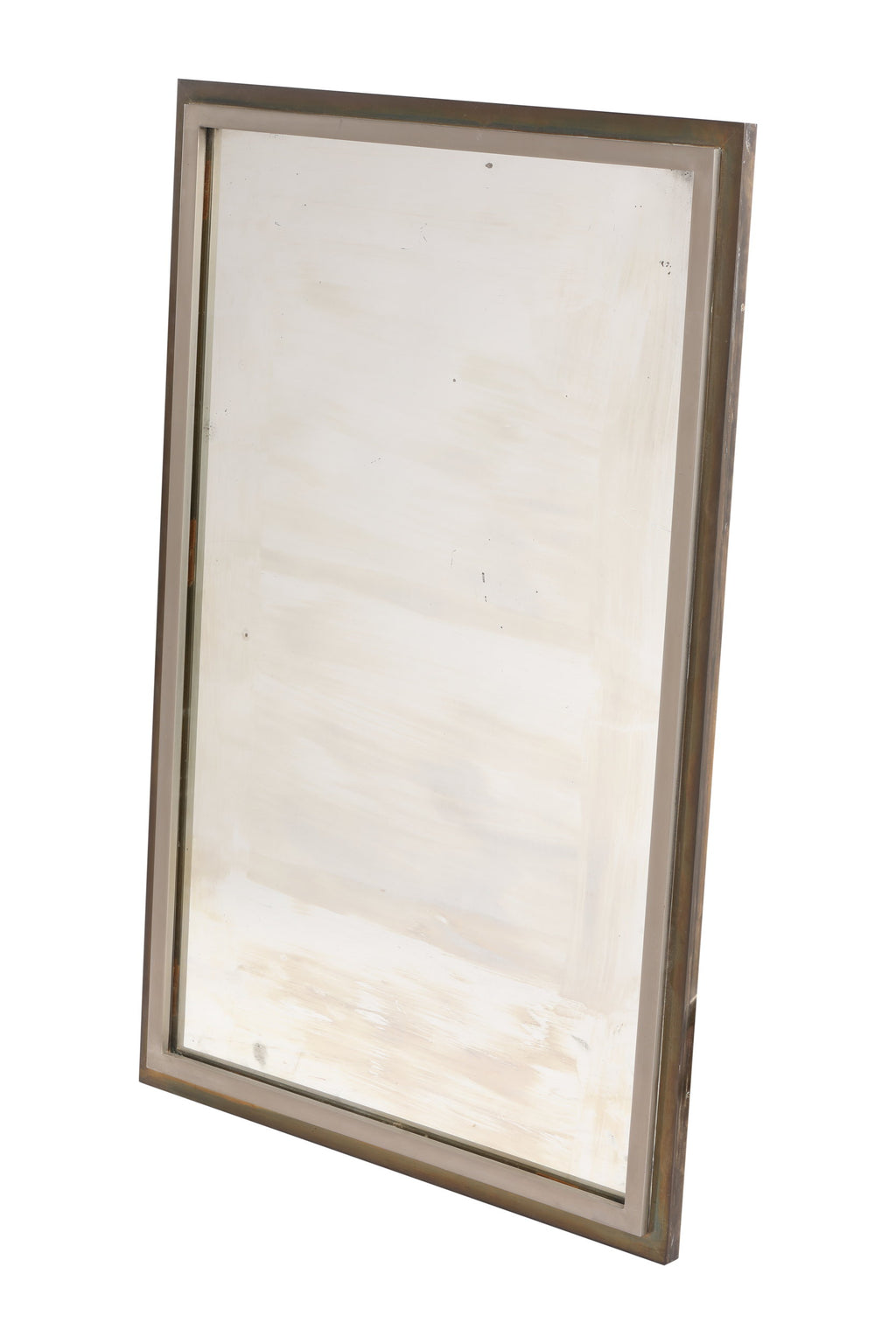 Specchiera anni 70 cornice scanalata ottone e metallo