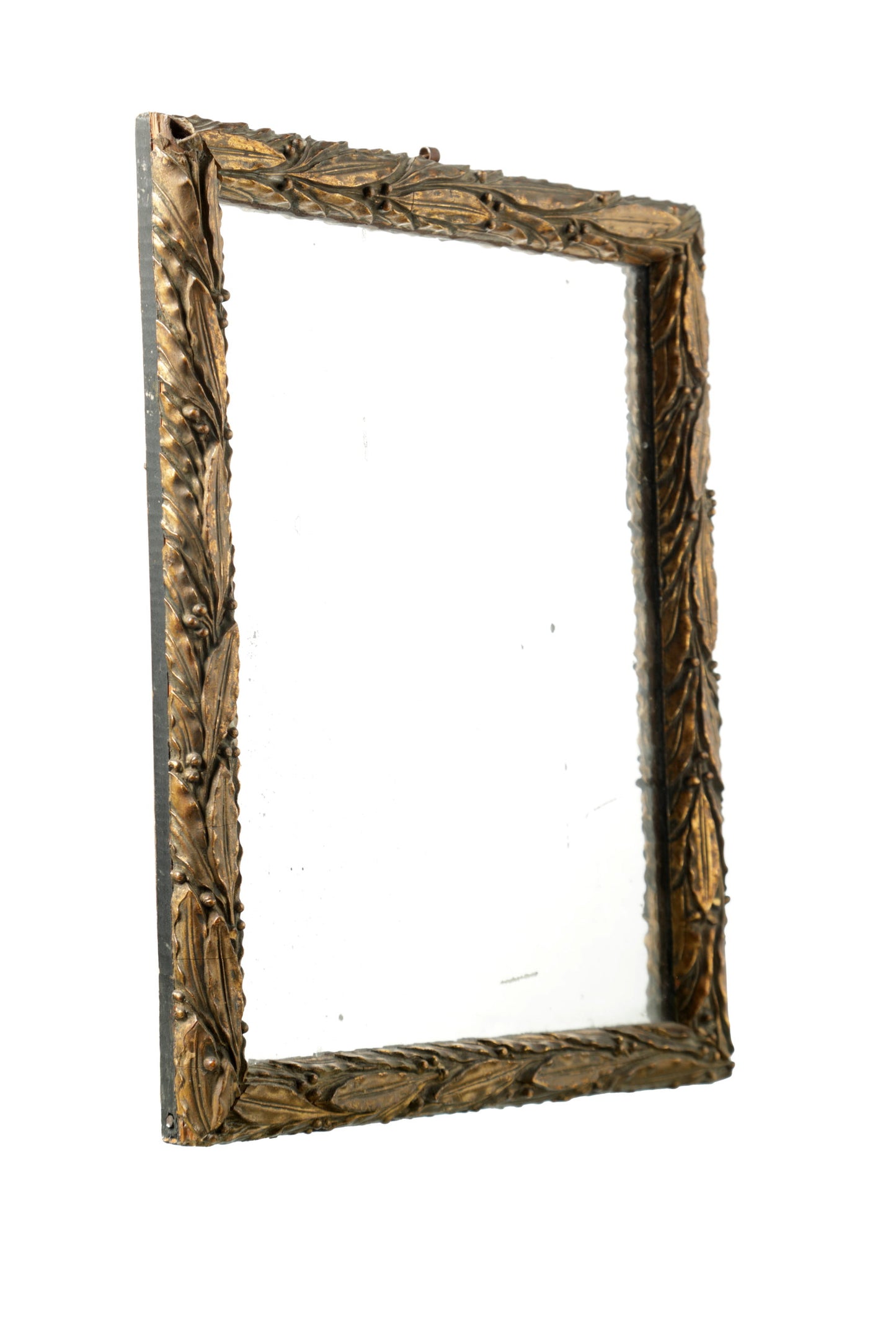 Mirror with golden frame and plaster paste leaves, early 1900s