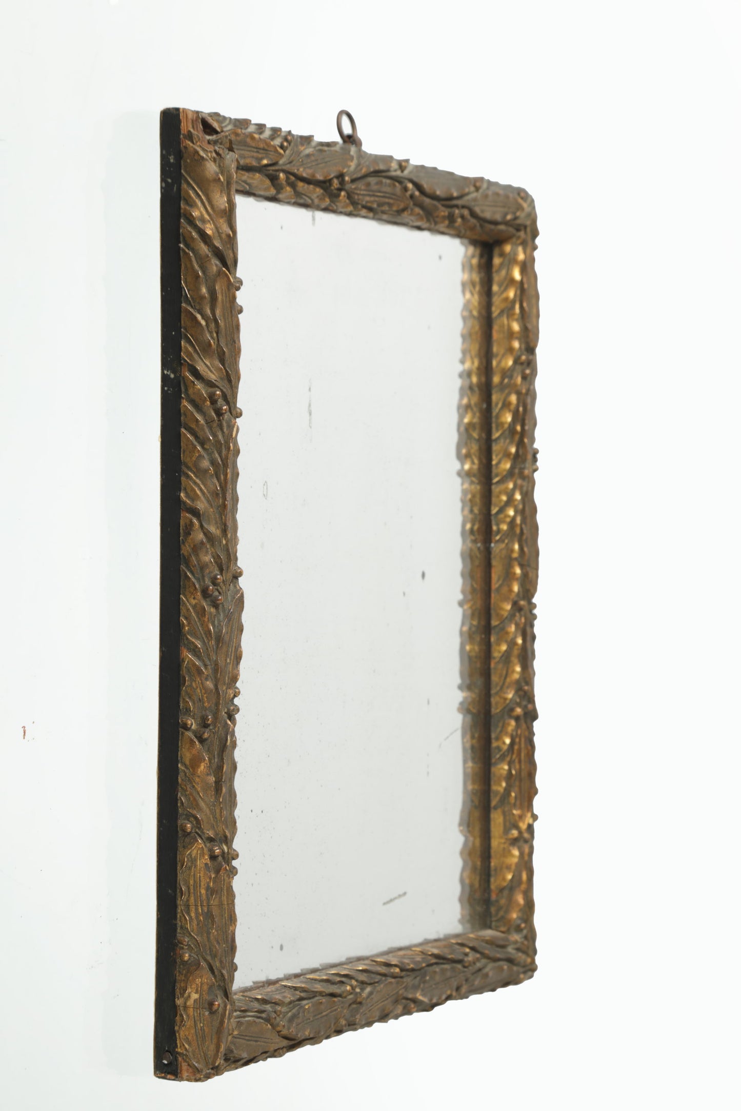 Mirror with golden frame and plaster paste leaves, early 1900s