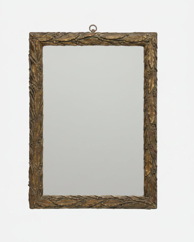 Mirror with golden frame and plaster paste leaves, early 1900s