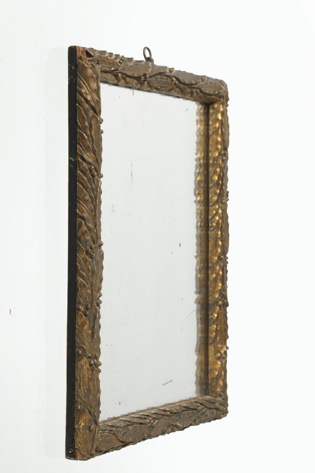 Mirror with golden frame and plaster paste leaves, early 1900s