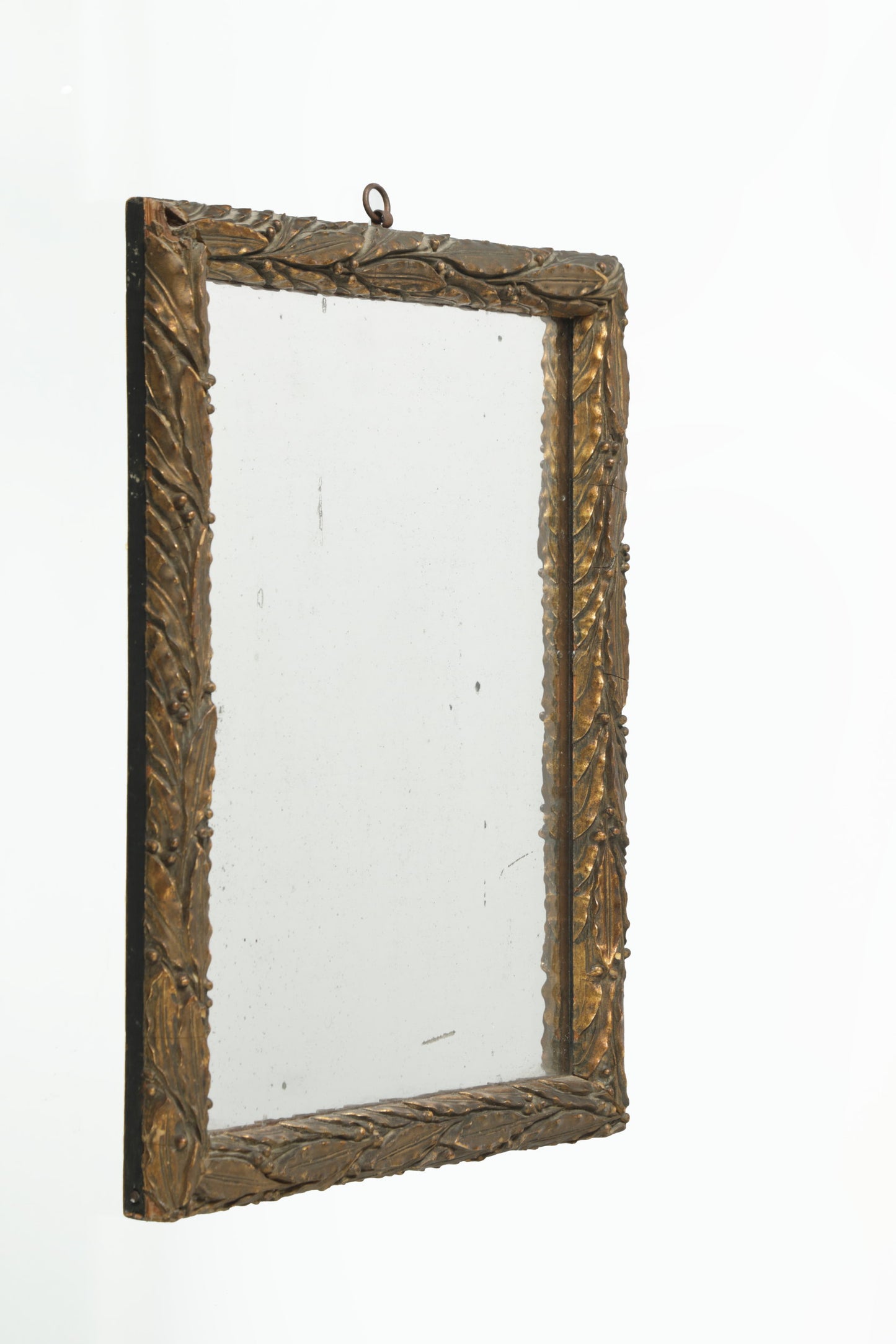 Mirror with golden frame and plaster paste leaves, early 1900s