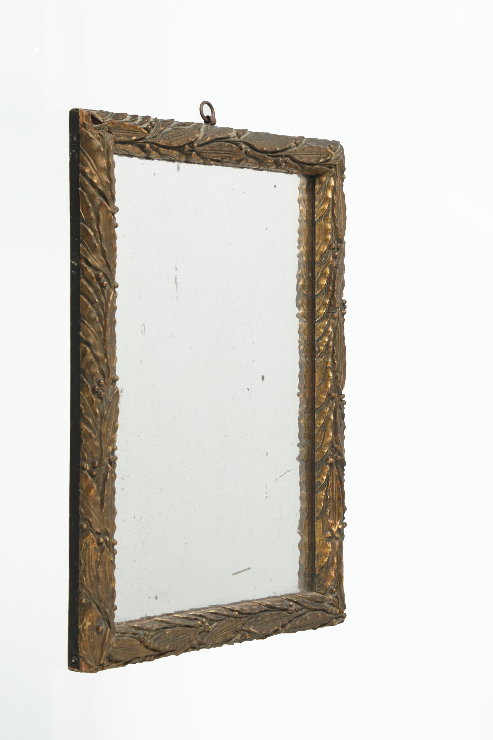 Mirror with golden frame and plaster paste leaves, early 1900s