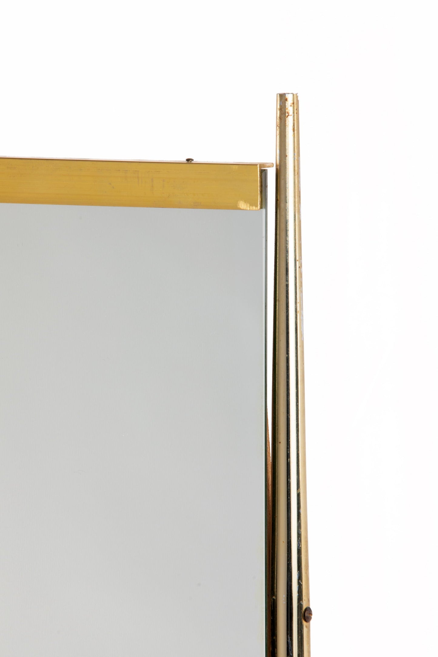 Elongated lateral brass mirror