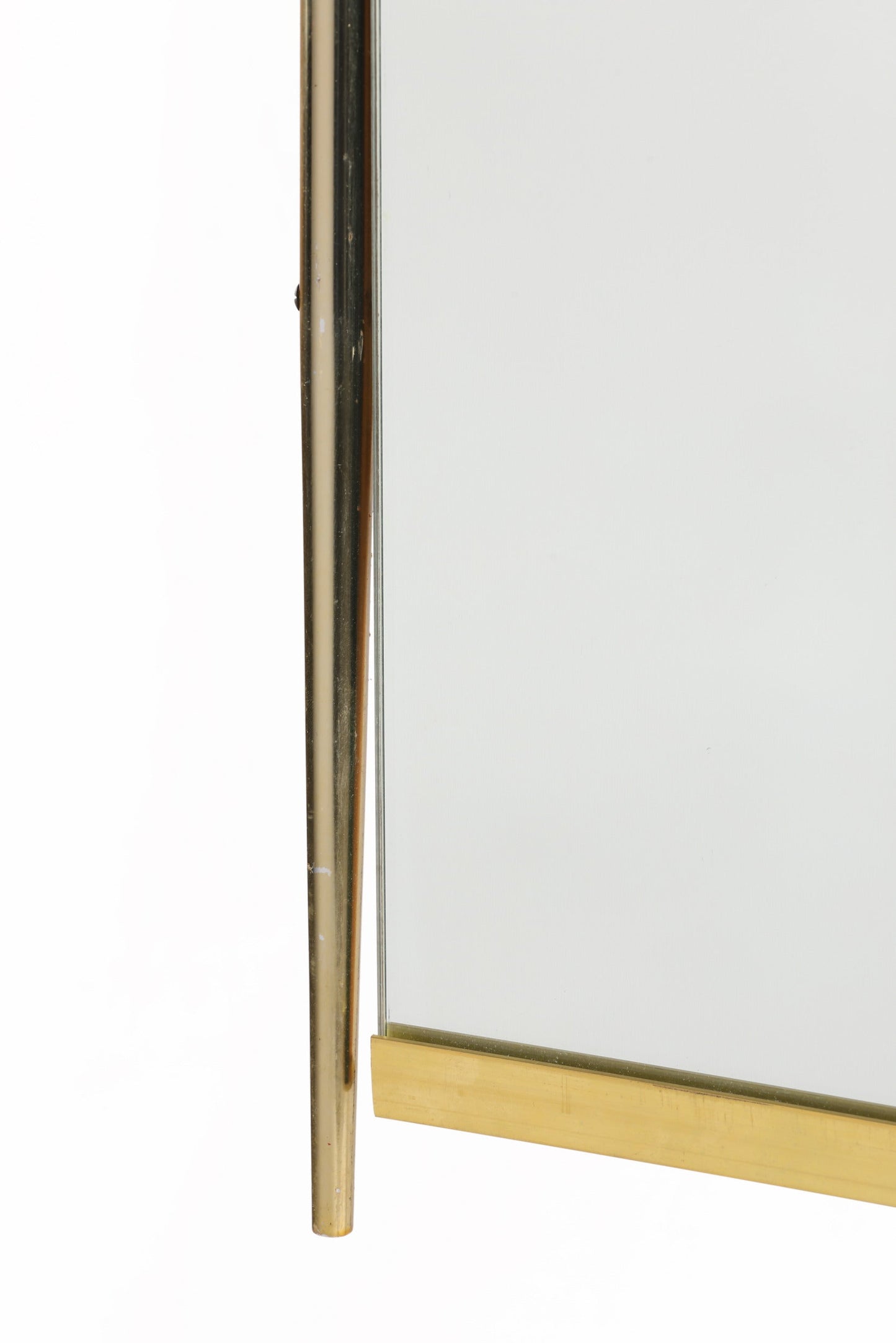 Elongated lateral brass mirror