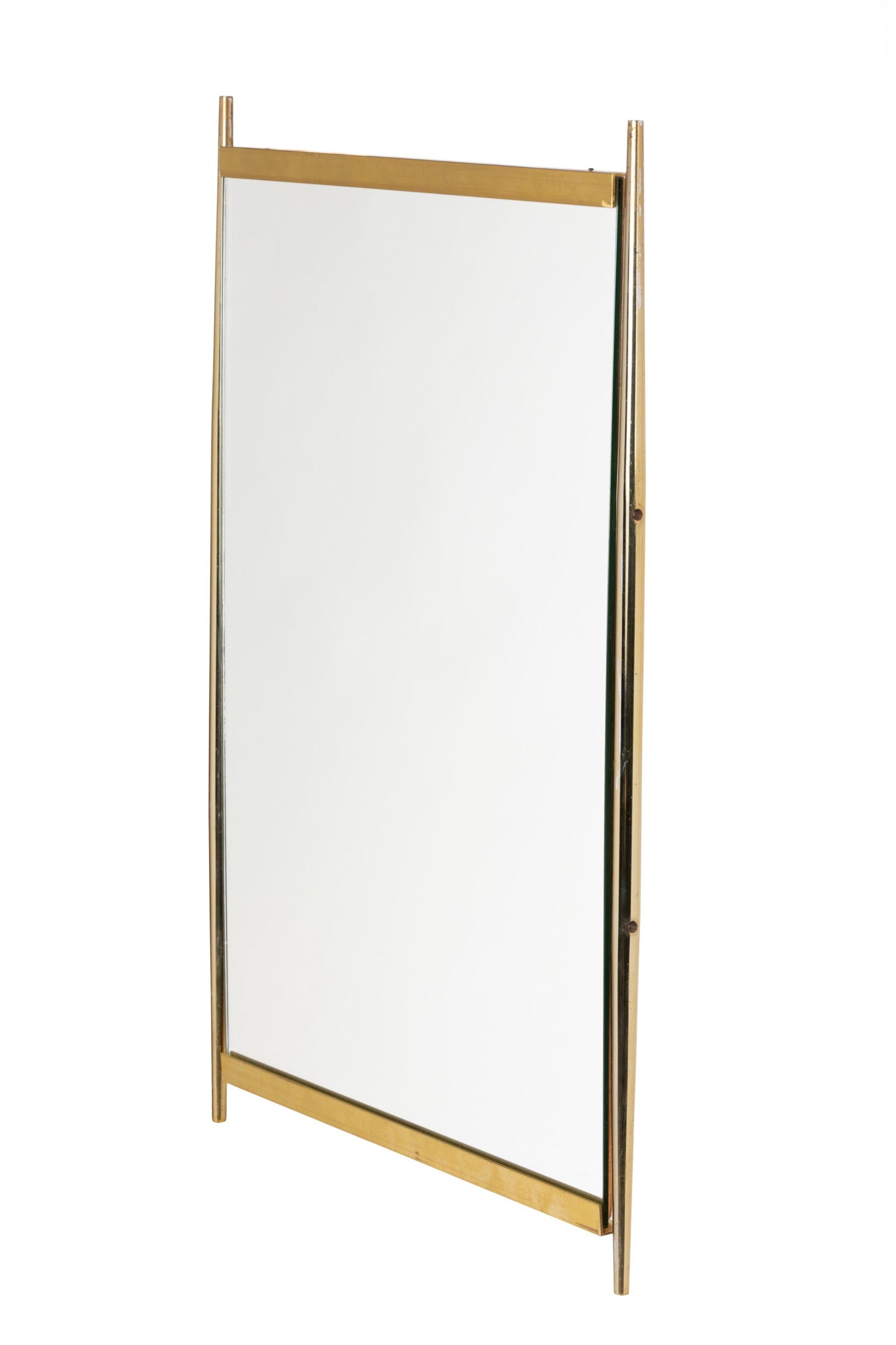 Elongated lateral brass mirror