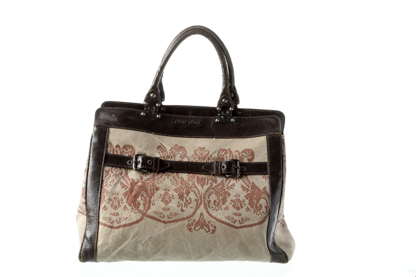 Miu Miu shopping bag aged dark brown