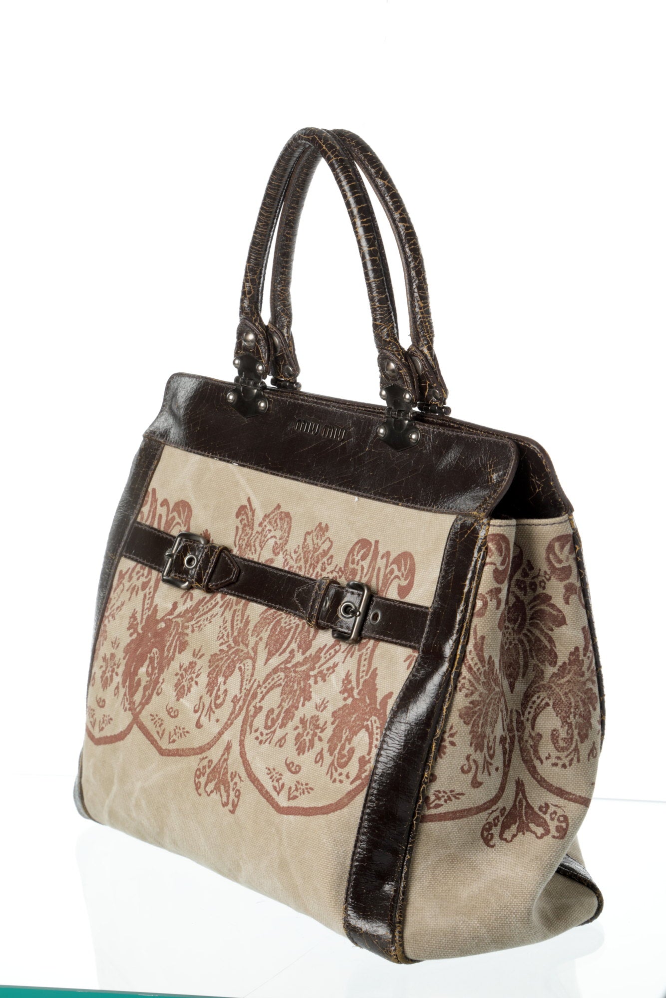 Miu Miu shopping bag aged dark brown