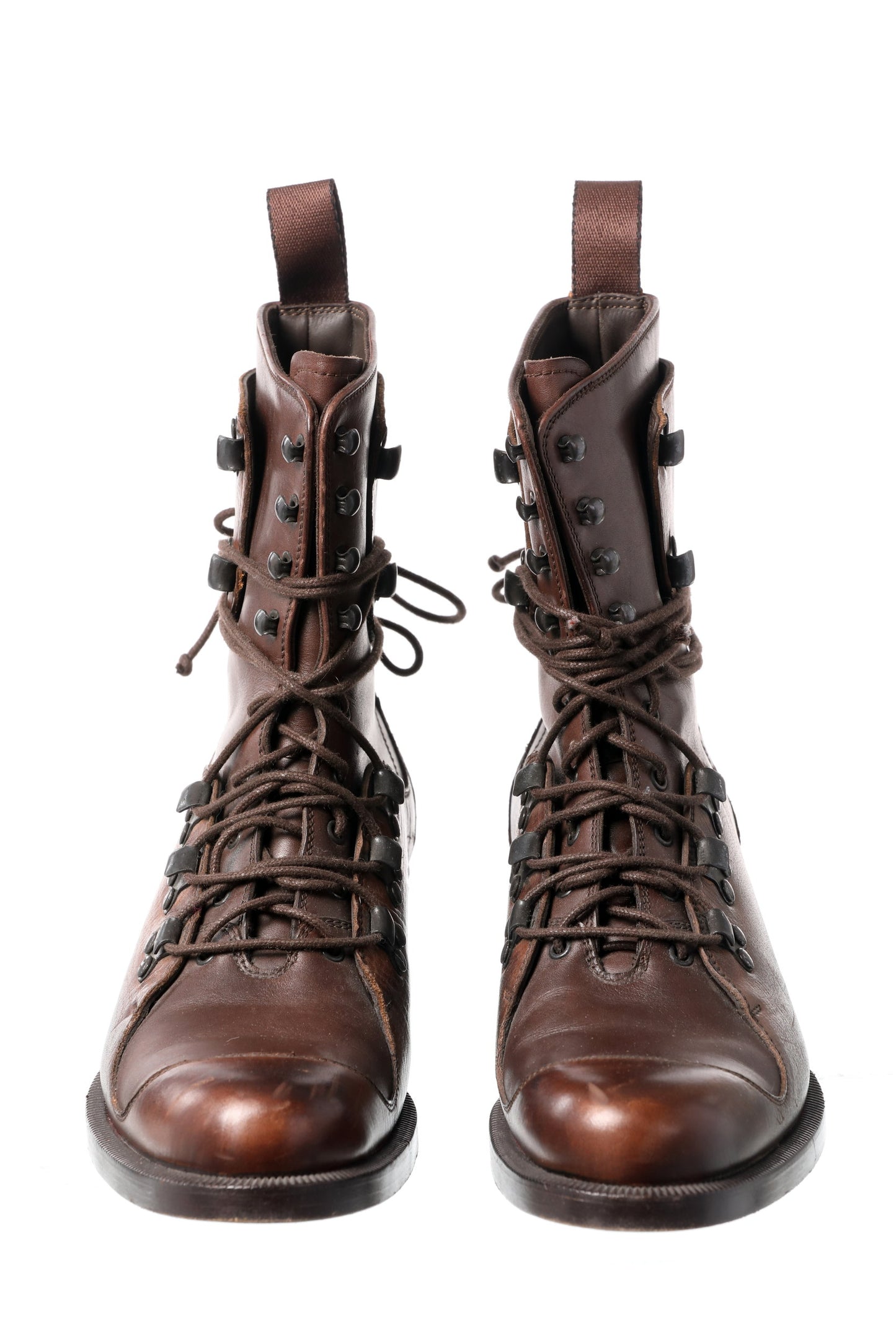 Fendi lace-up ankle boot in brown leather