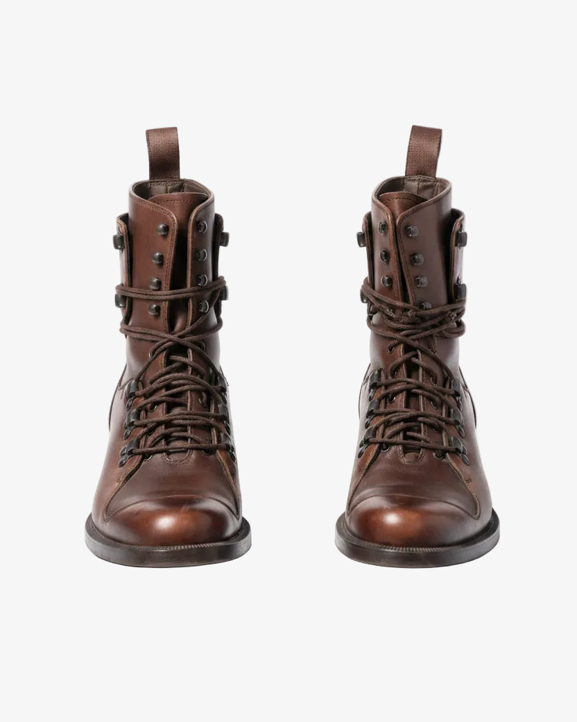Fendi lace-up ankle boot in brown leather