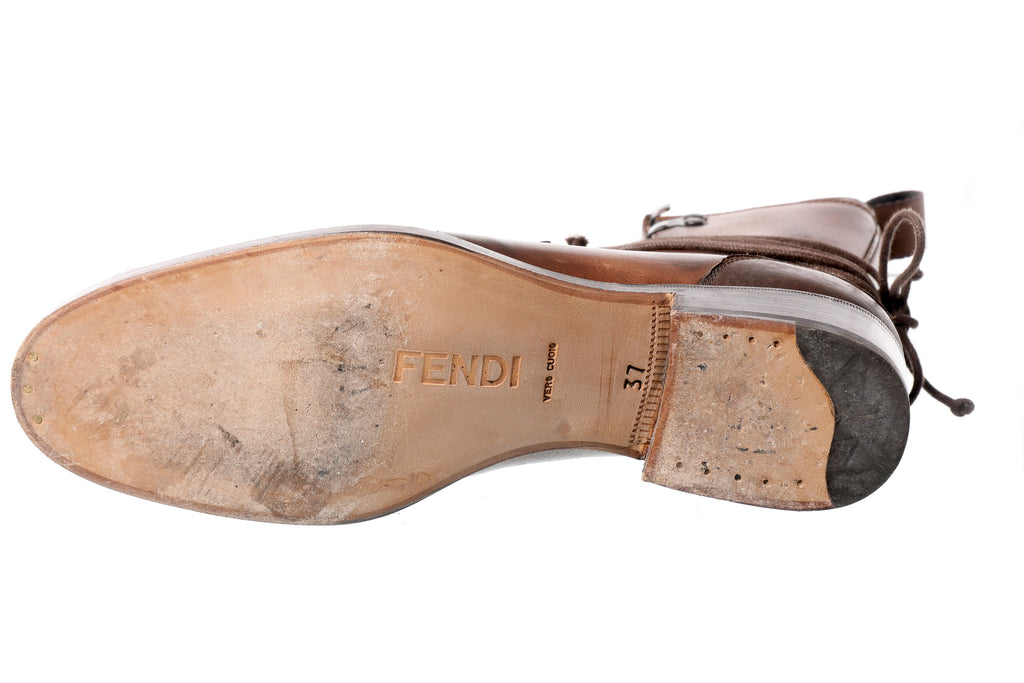 Stivaletto stringato Fendi Cuoio