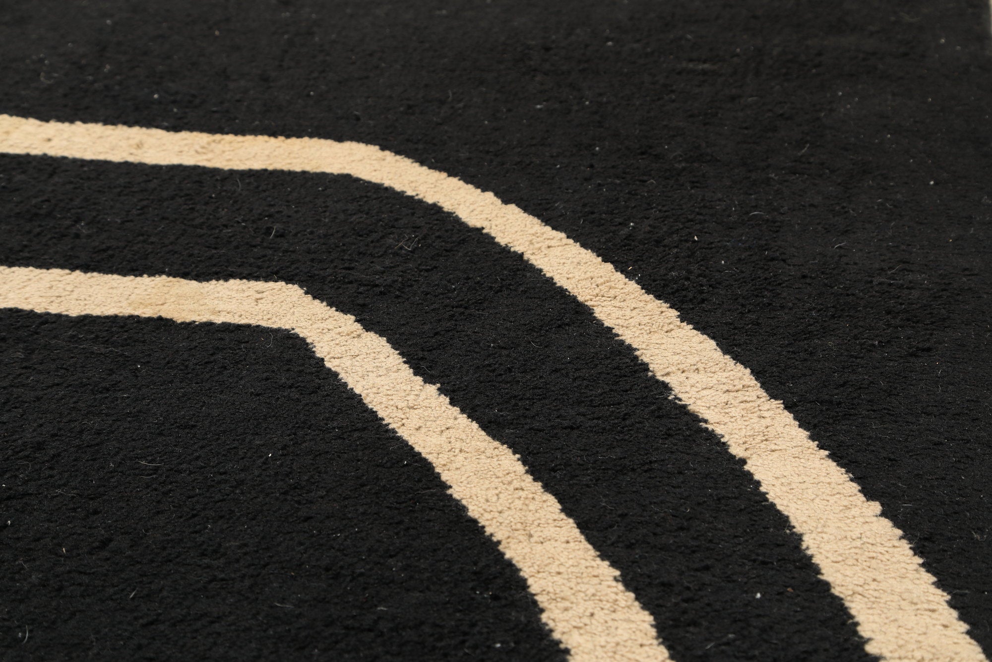Black Deco carpet with ivory lines