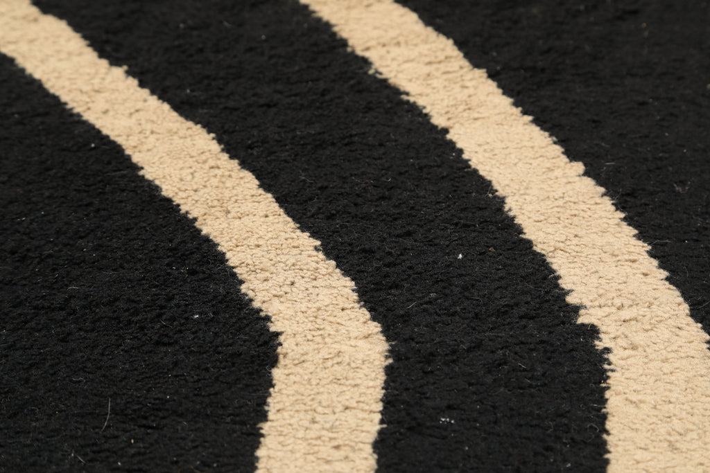 Tappeto Déco nero linee avorio