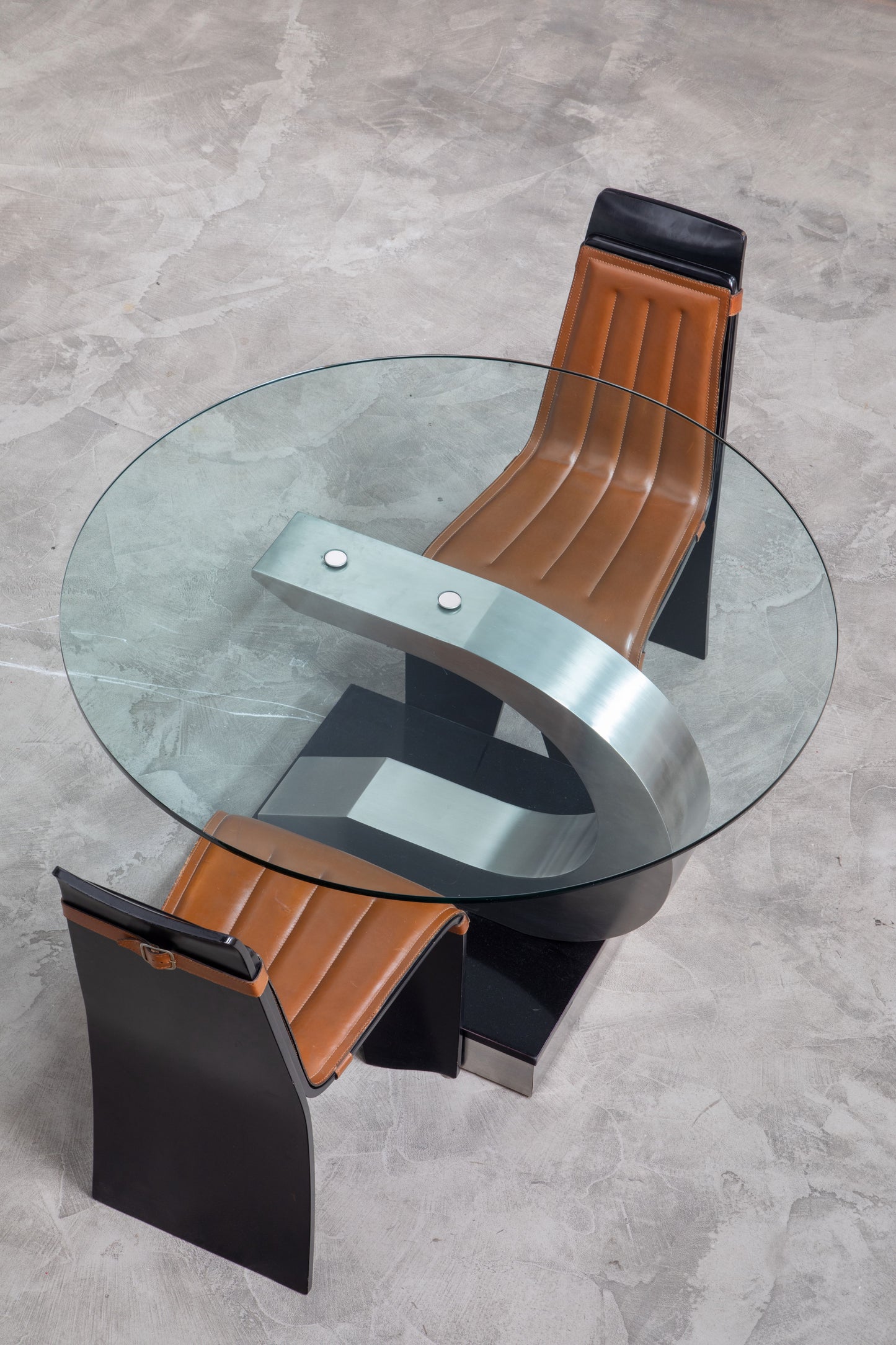 Willy Rizzo table for Mario Sabot 70s steel and glass