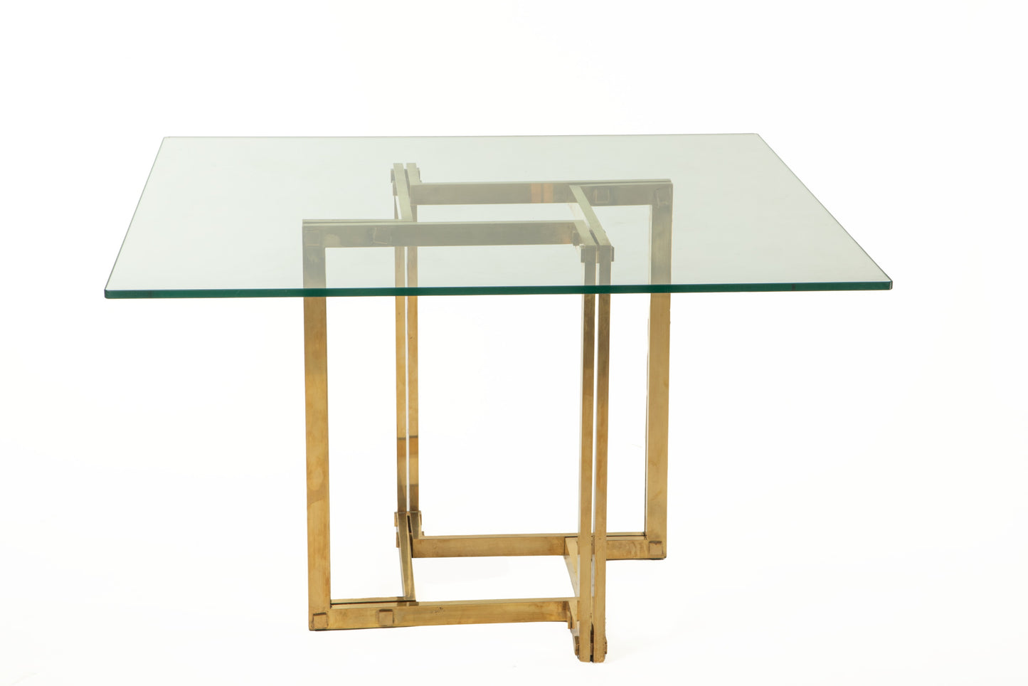 70's brass and glass table