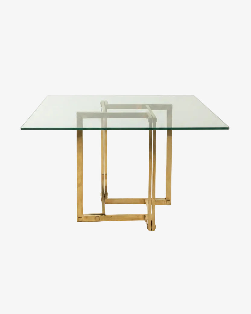 70's brass and glass table