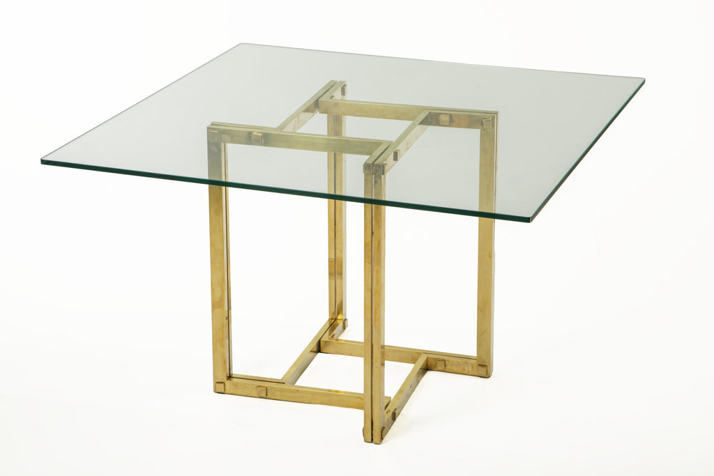 70's brass and glass table