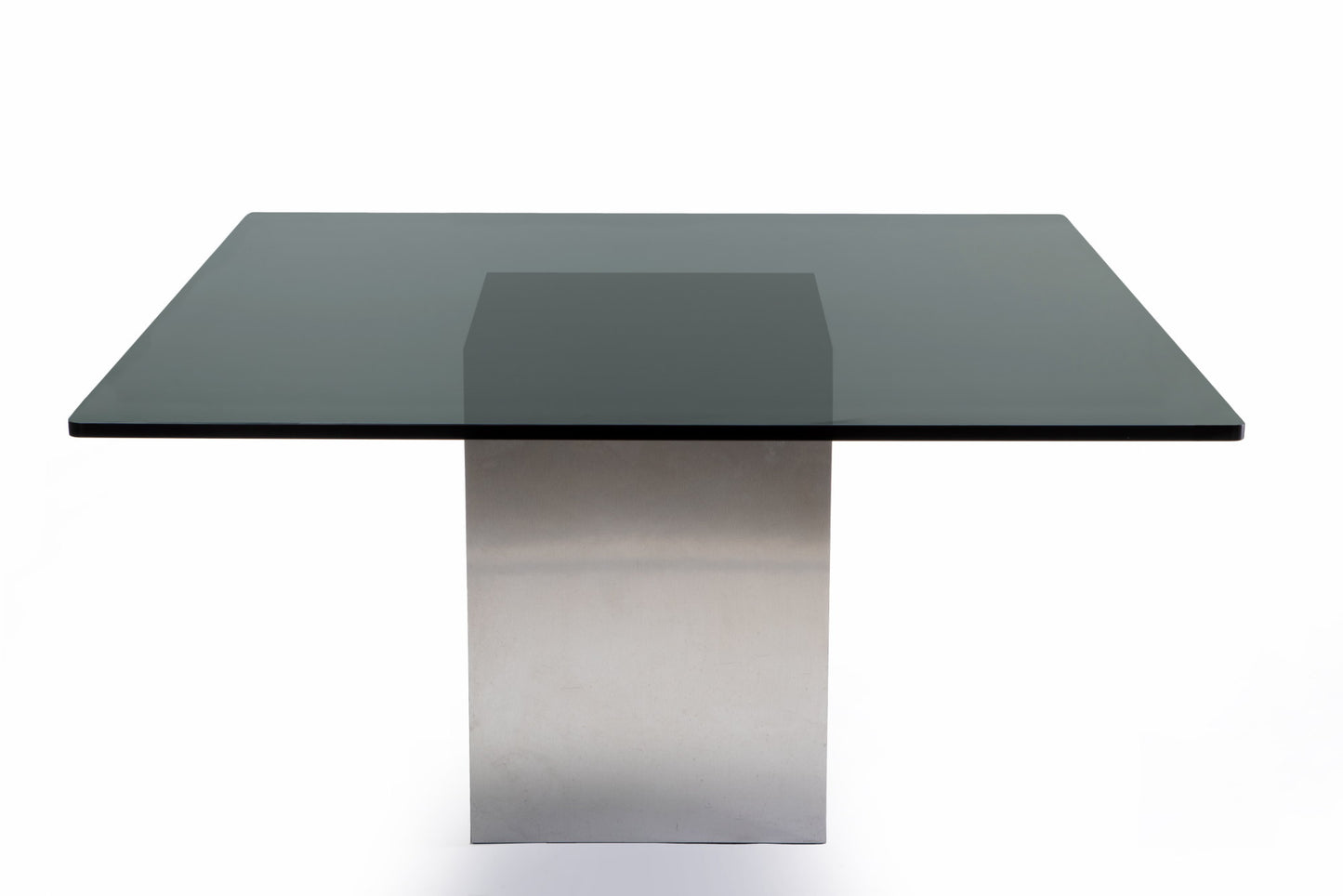 70s square glass and steel table