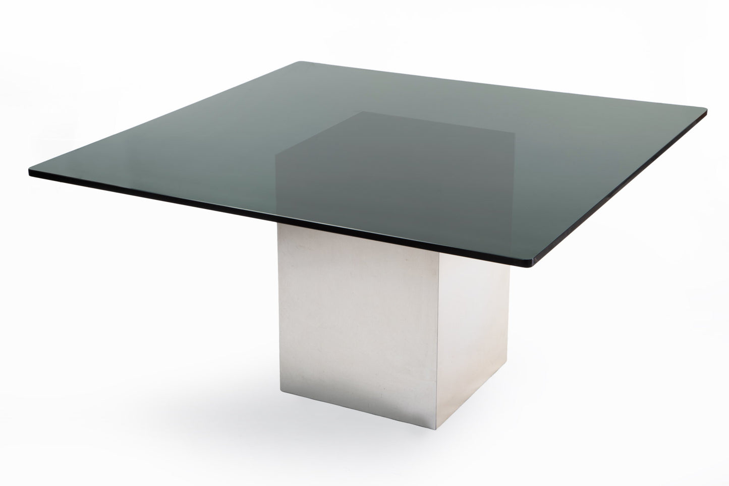 70s square glass and steel table