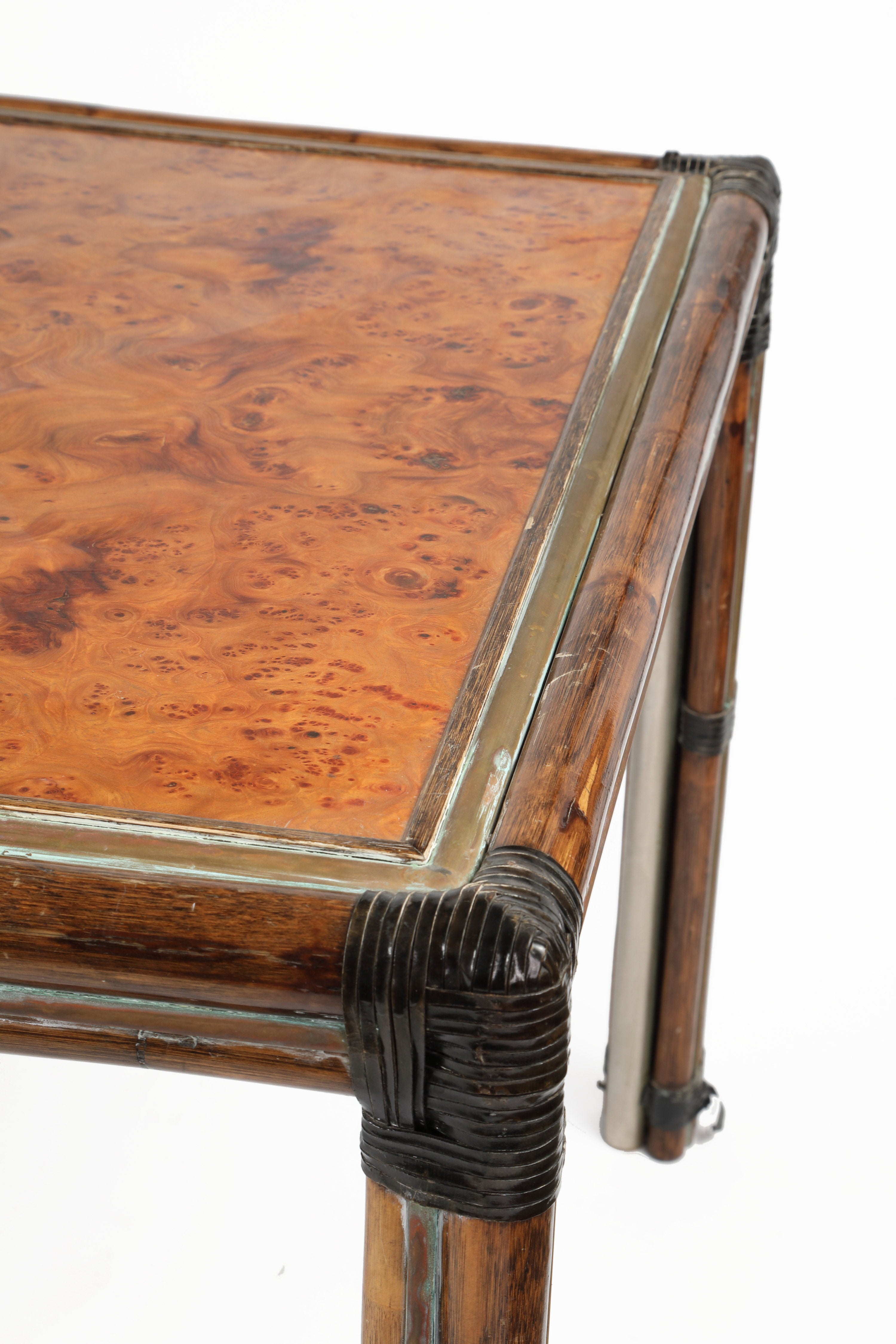 70s briar and bamboo table